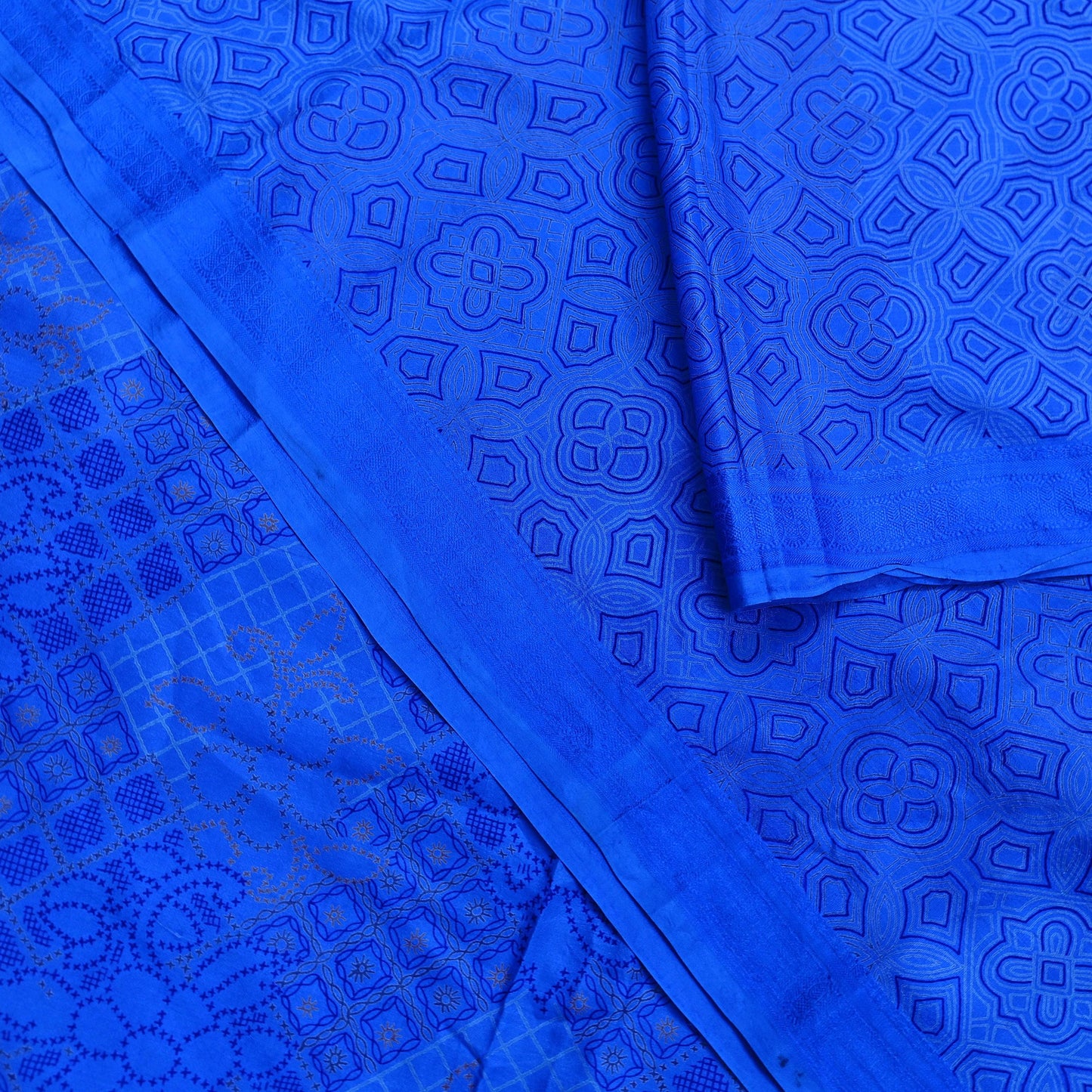 Indian Vintage Sari Blue Printed Sari Pure Silk Saree Craft Fabric Sewing 6yd Floral Soft Floral Wrap Sarong Dress making Crafting Quilting