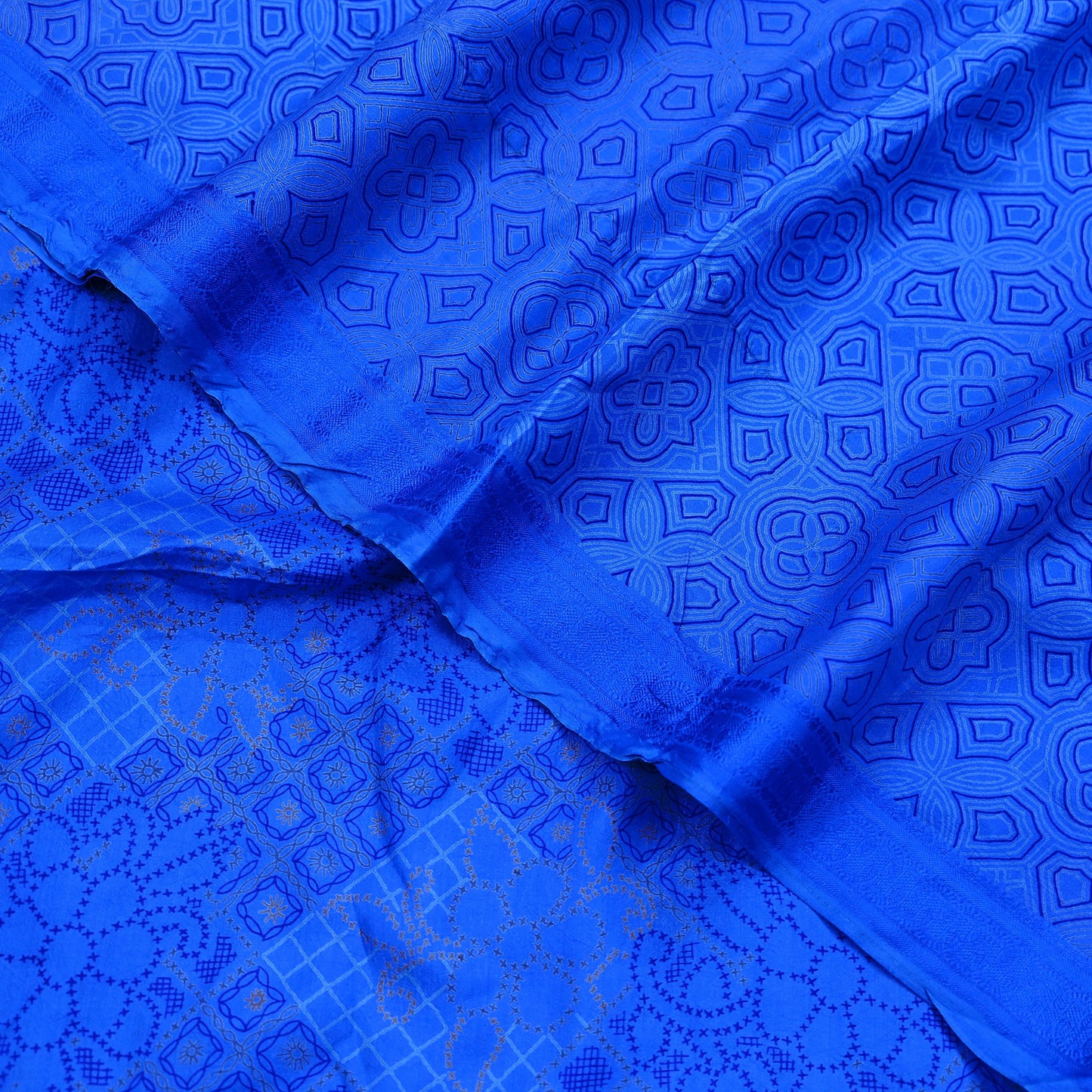 Indian Vintage Sari Blue Printed Sari Pure Silk Saree Craft Fabric Sewing 6yd Floral Soft Floral Wrap Sarong Dress making Crafting Quilting