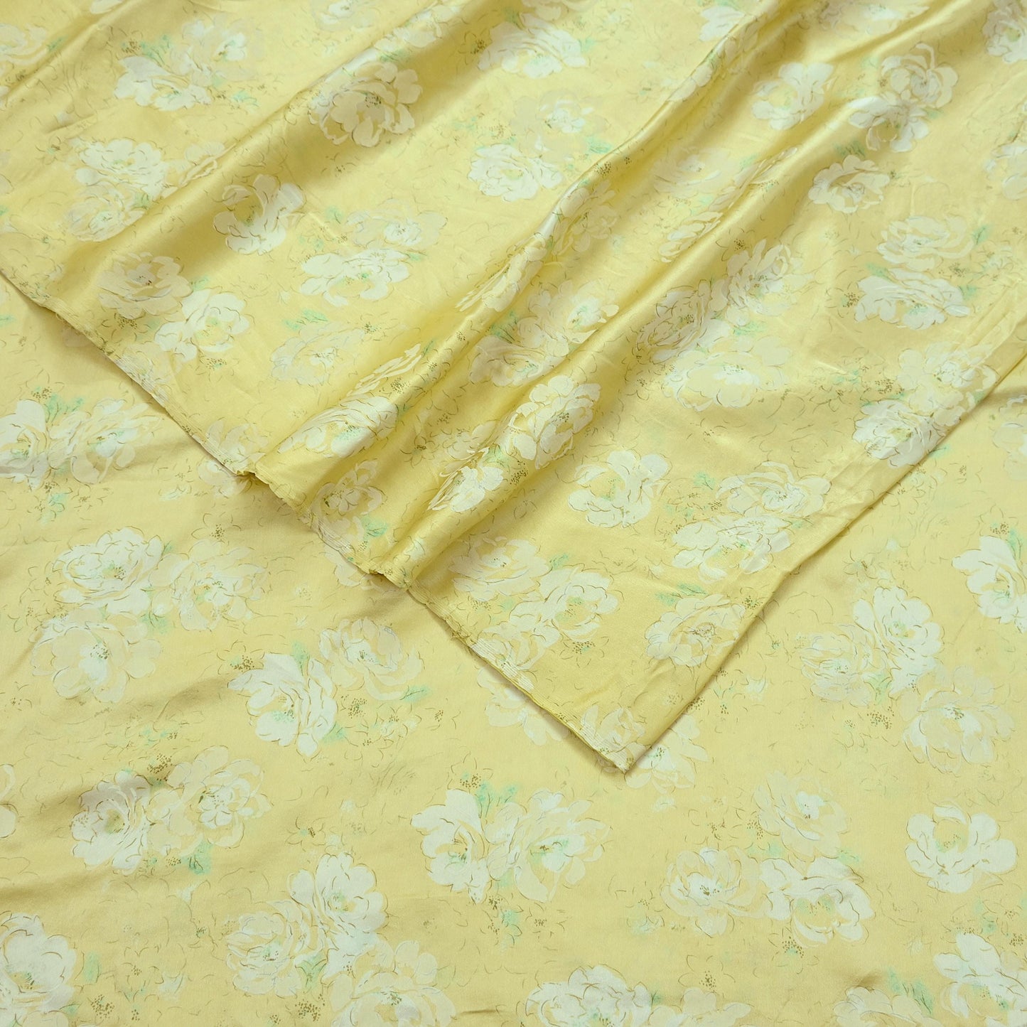 Indian Vintage Saree Ivory Pure Satin Silk Digital Printed Sari 6yd Sewing Floral Soft Craft Fabric Dress Making Crafting Quilting