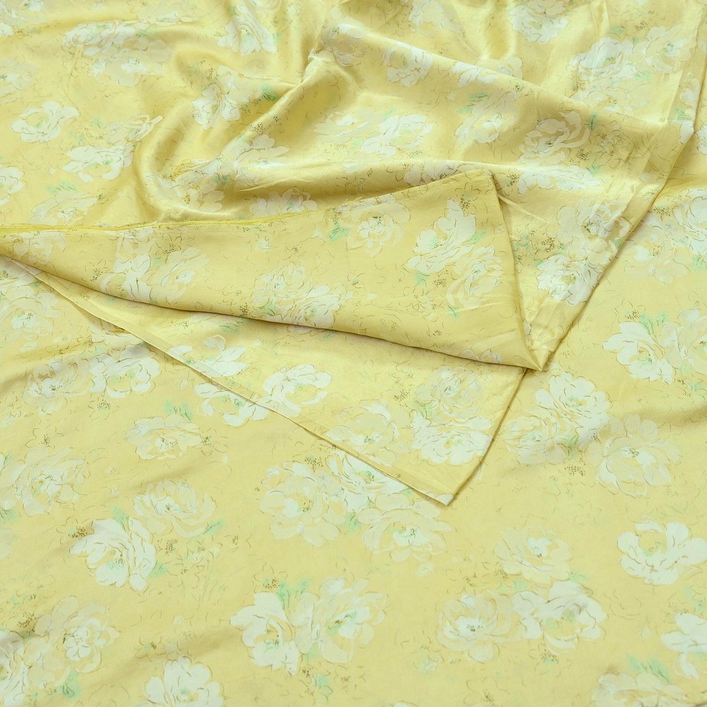 Indian Vintage Saree Ivory Pure Satin Silk Digital Printed Sari 6yd Sewing Floral Soft Craft Fabric Dress Making Crafting Quilting
