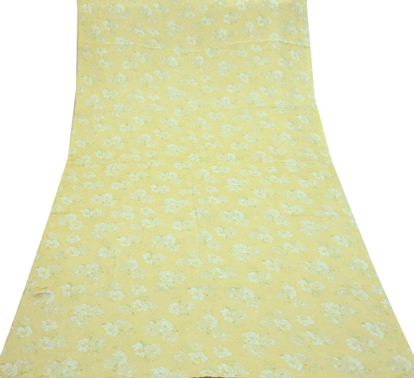 Indian Vintage Saree Ivory Pure Satin Silk Digital Printed Sari 6yd Sewing Floral Soft Craft Fabric Dress Making Crafting Quilting