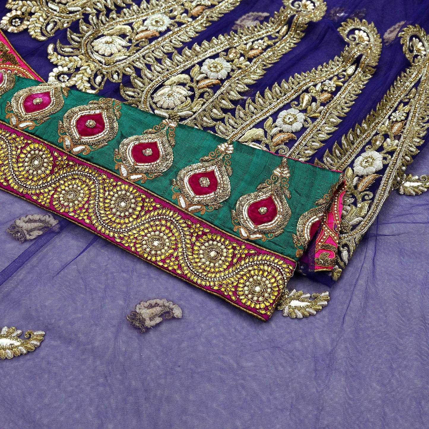 Indian New Heavy Sari Blue Net/Mesh Hand Embroidered Designer Manish Malhotra Lehenga Sarees 5Yd Ethnic Zardozi With Blouse Fabric