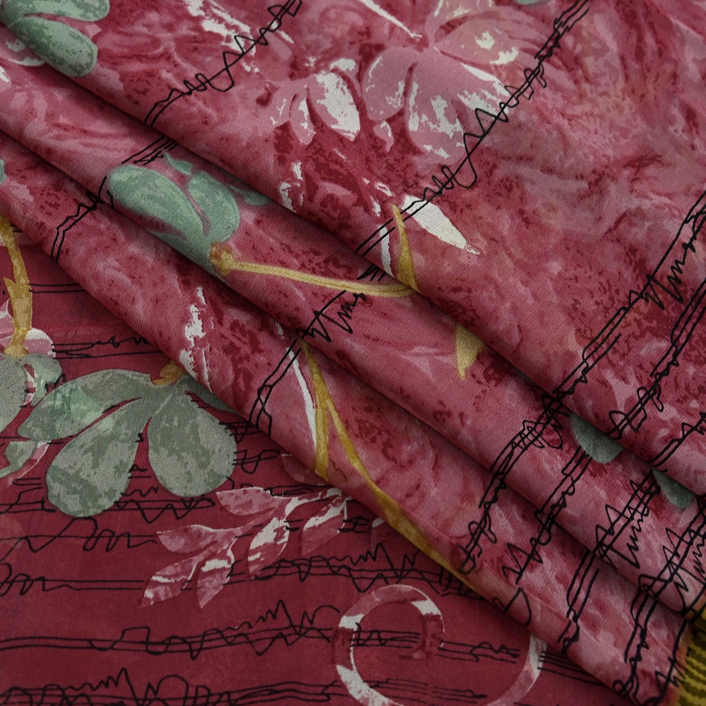 Indian Vintage Sari Pink Pure Georgette Silk Printed Saree Craft Fabric Sewing 5Yd Soft Light Dress Making Crafting Quilting Upcycle