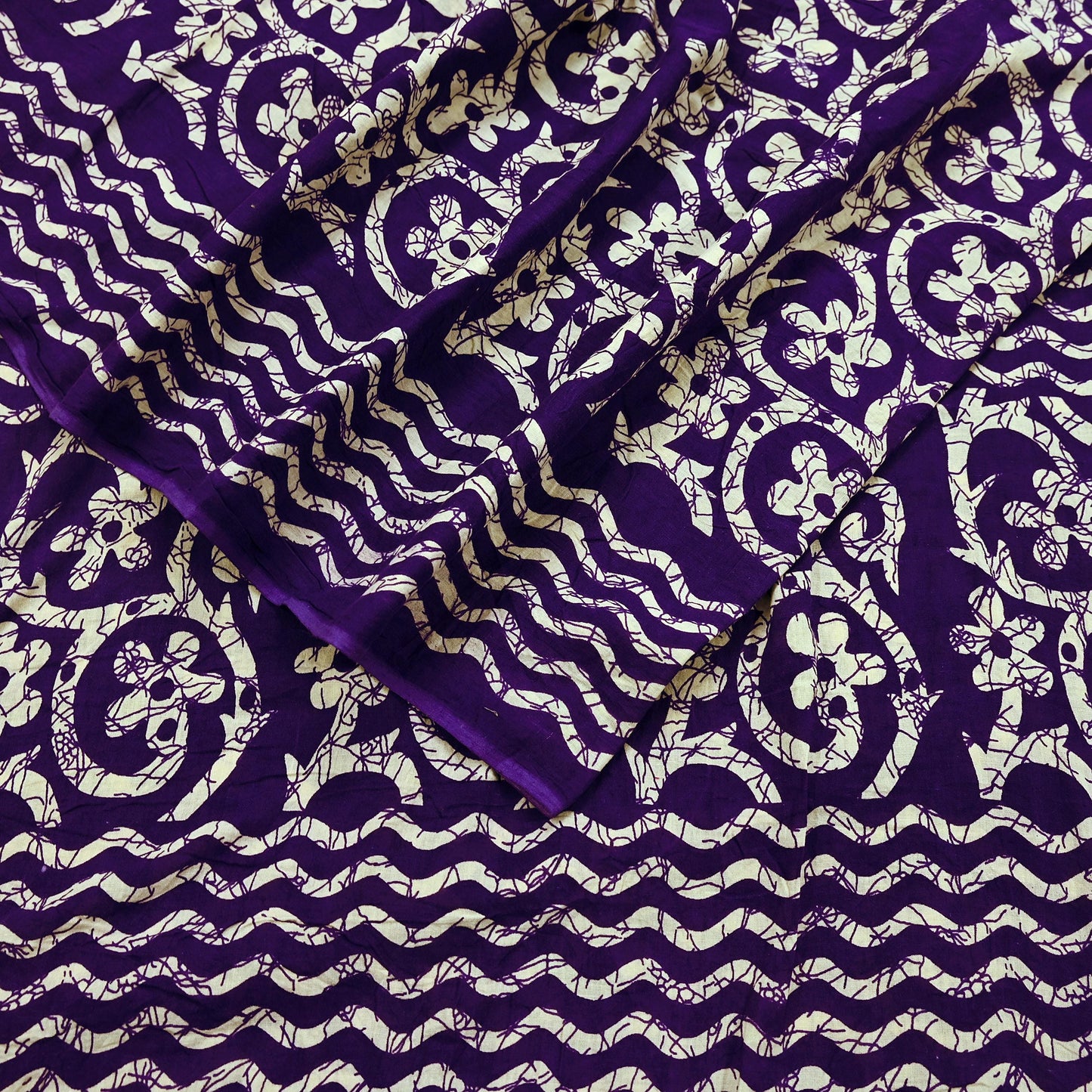 Indian Vintage Sari Purple & Ivory Pure Cotton Printed Saree 5Yd Craft Fabric Sewing Sarong Wrap Boho Floral Quilting crafting dressmaking