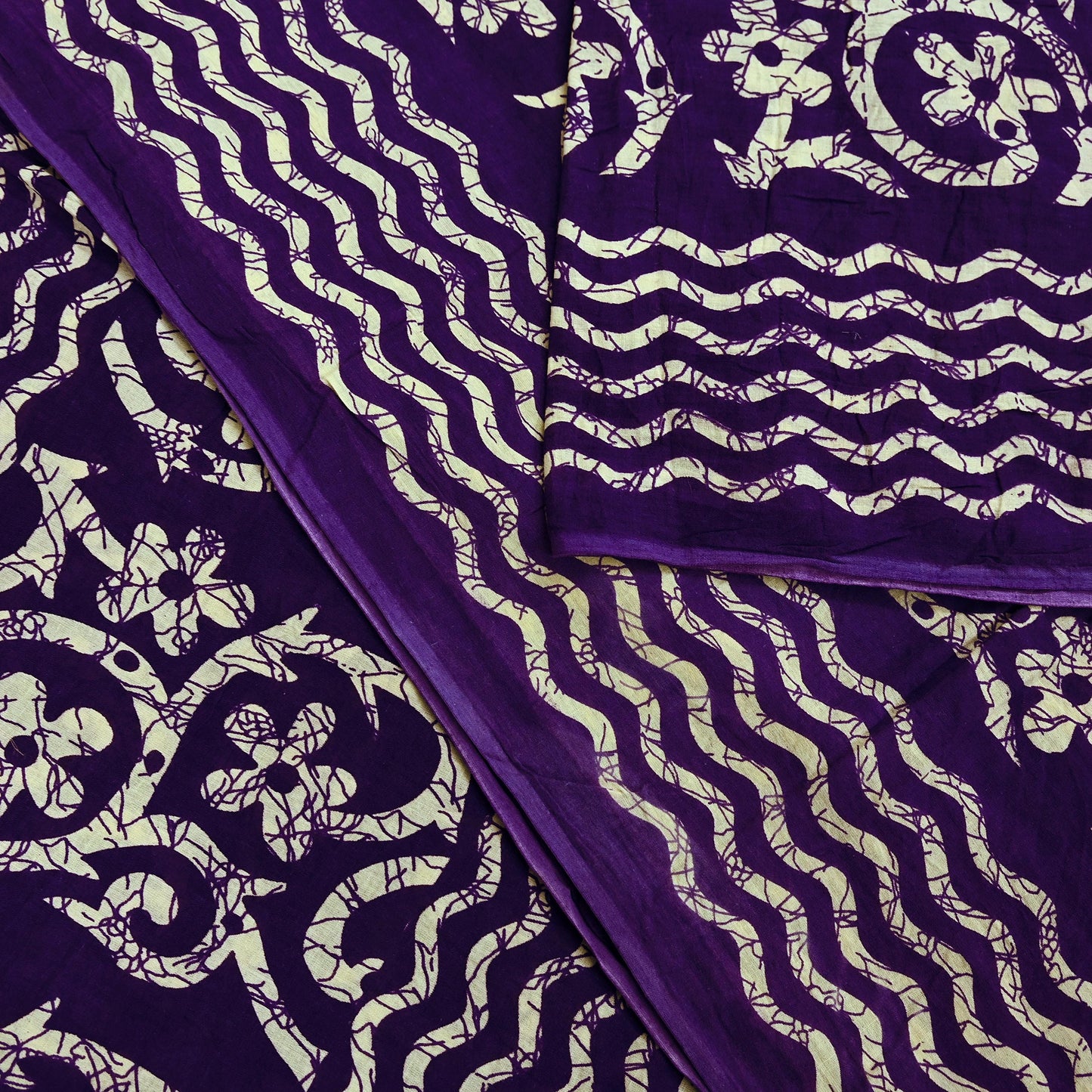 Indian Vintage Sari Purple & Ivory Pure Cotton Printed Saree 5Yd Craft Fabric Sewing Sarong Wrap Boho Floral Quilting crafting dressmaking