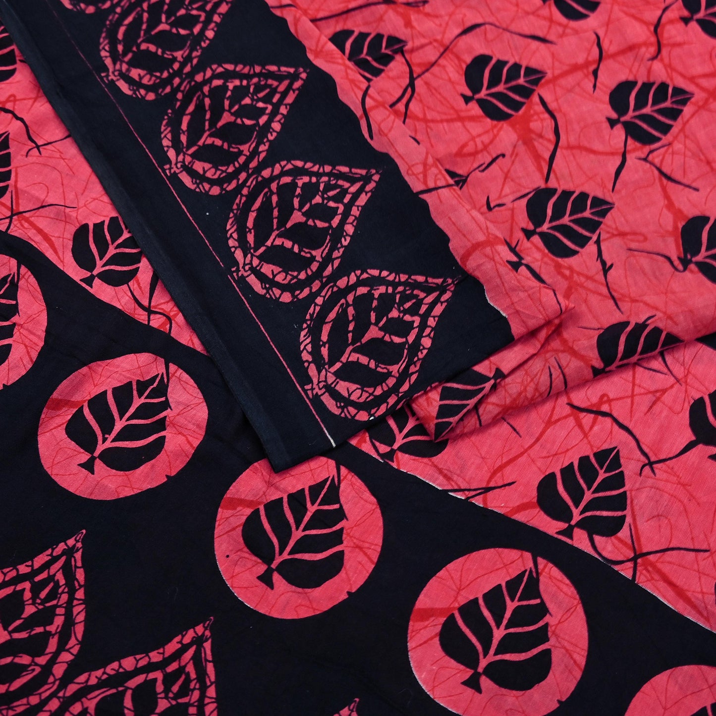 Indian Vintage Sari Black & Peach Printed 100% Pure Cotton Saree Craft Fabric 5Yd Sewing Sarong Wrap Boho Floral Dress making Quilting Soft