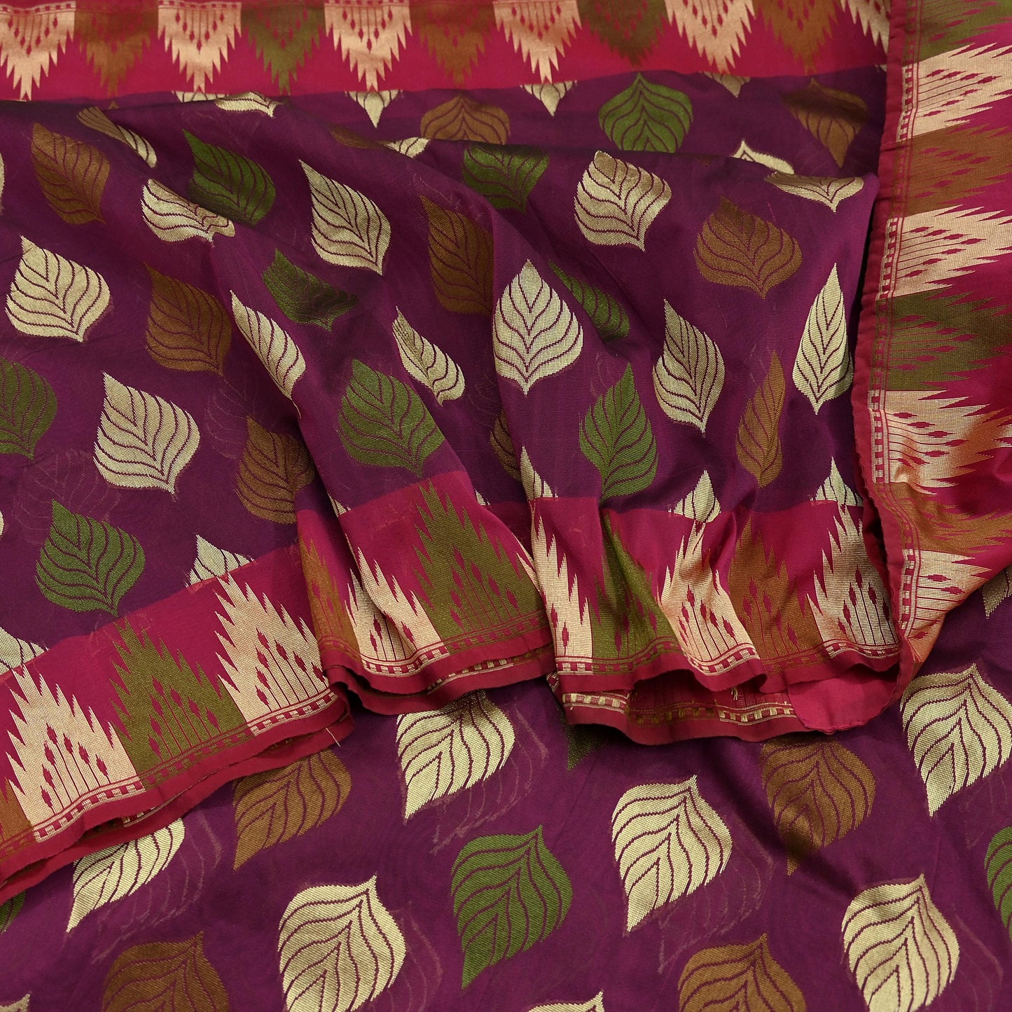 Indian Vintage Sari Purple 100% Pure Silk Hand Woven Sarees Craft Fabric 5Yd Ethnic Sewing Dress making Crafting Quilting Upcycle