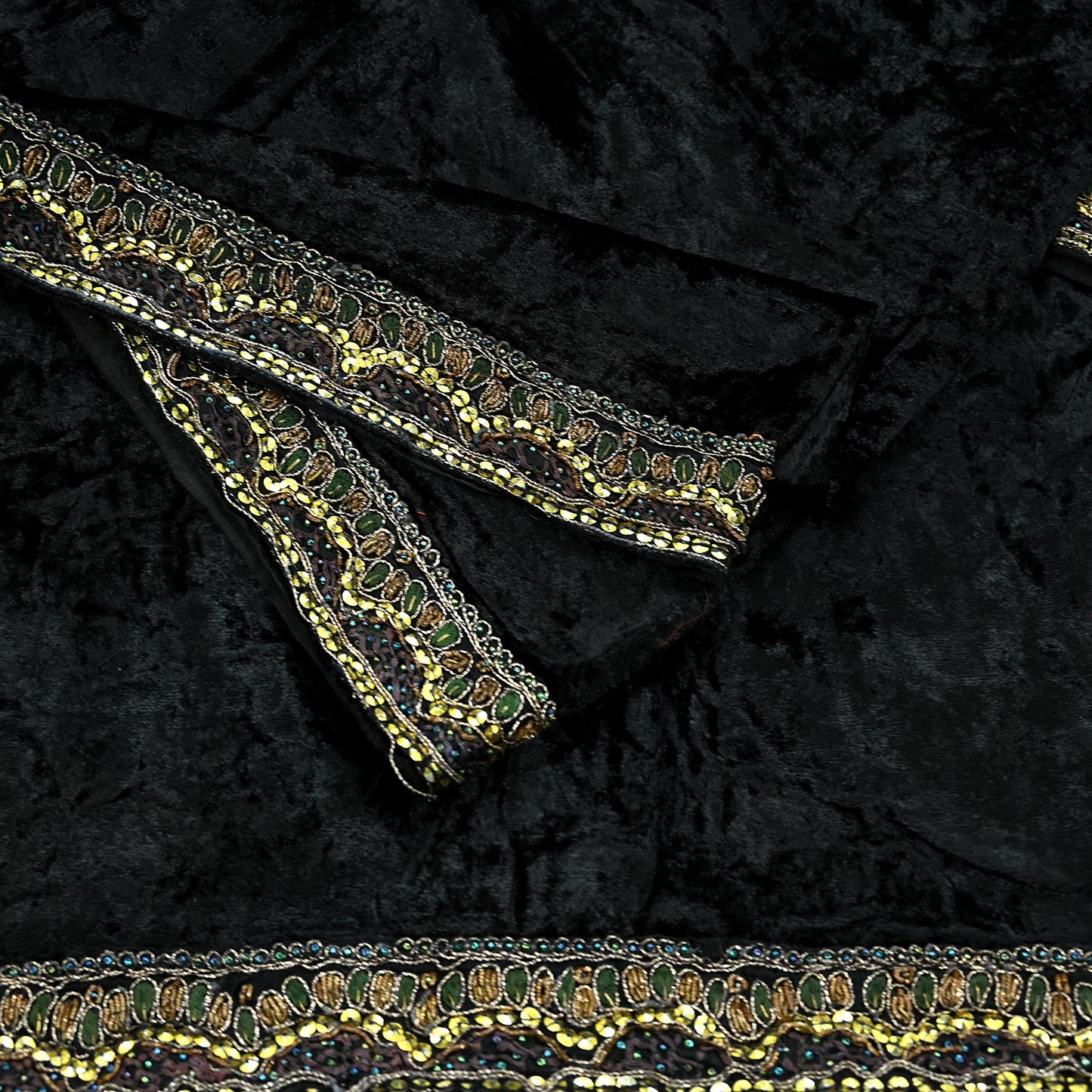 Indian Vintage Heavy Black Dupatta Velvet Long Stole Hand Embroidered Scarves Zari Hijab Veil Wrap Bridal Dupatta Hanging