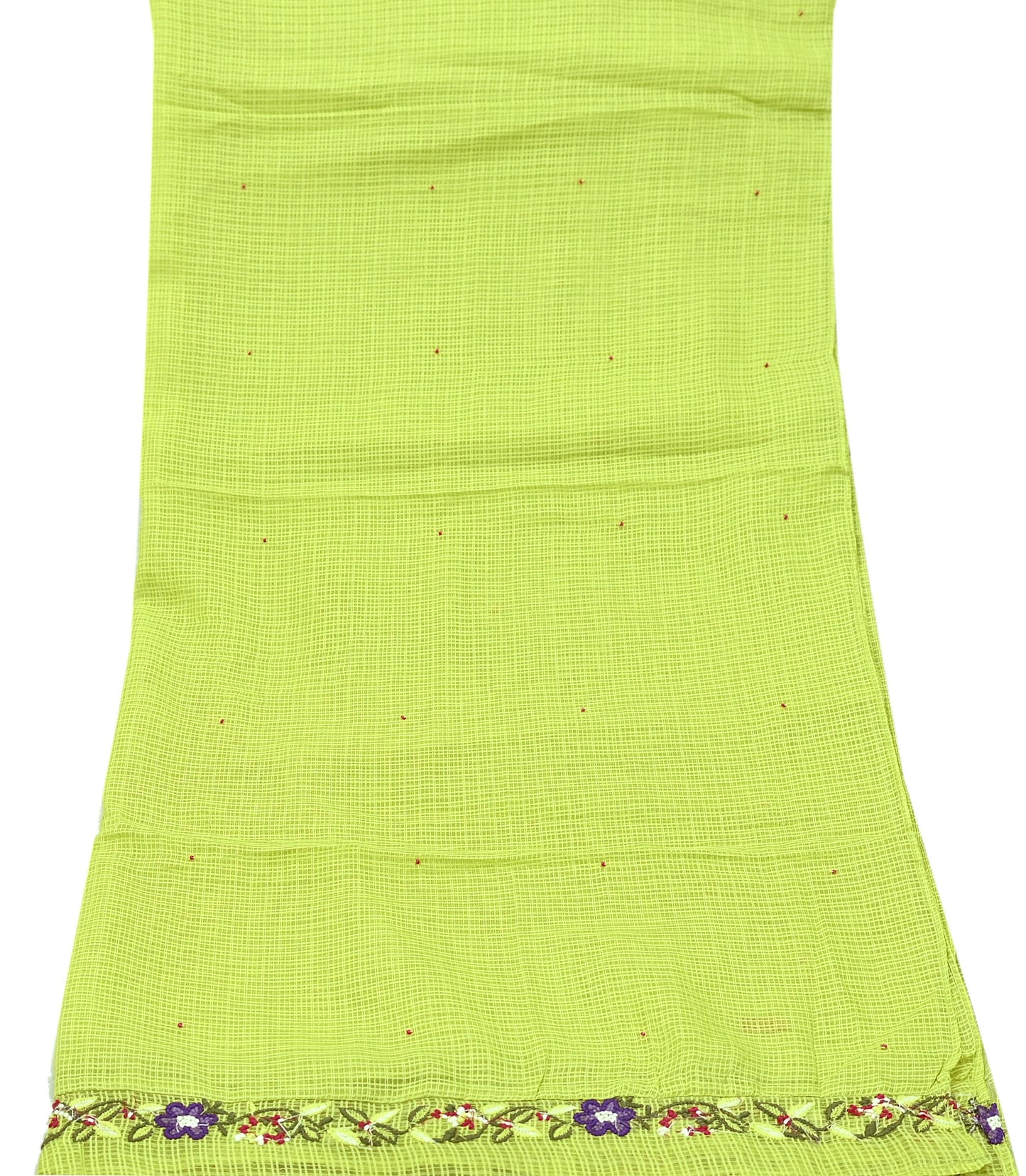 Indian Vintage Dupatta Lemon Green Pure silk Long Stole Hand Embroidered Scarves Floral Design Stole Veil Wrap