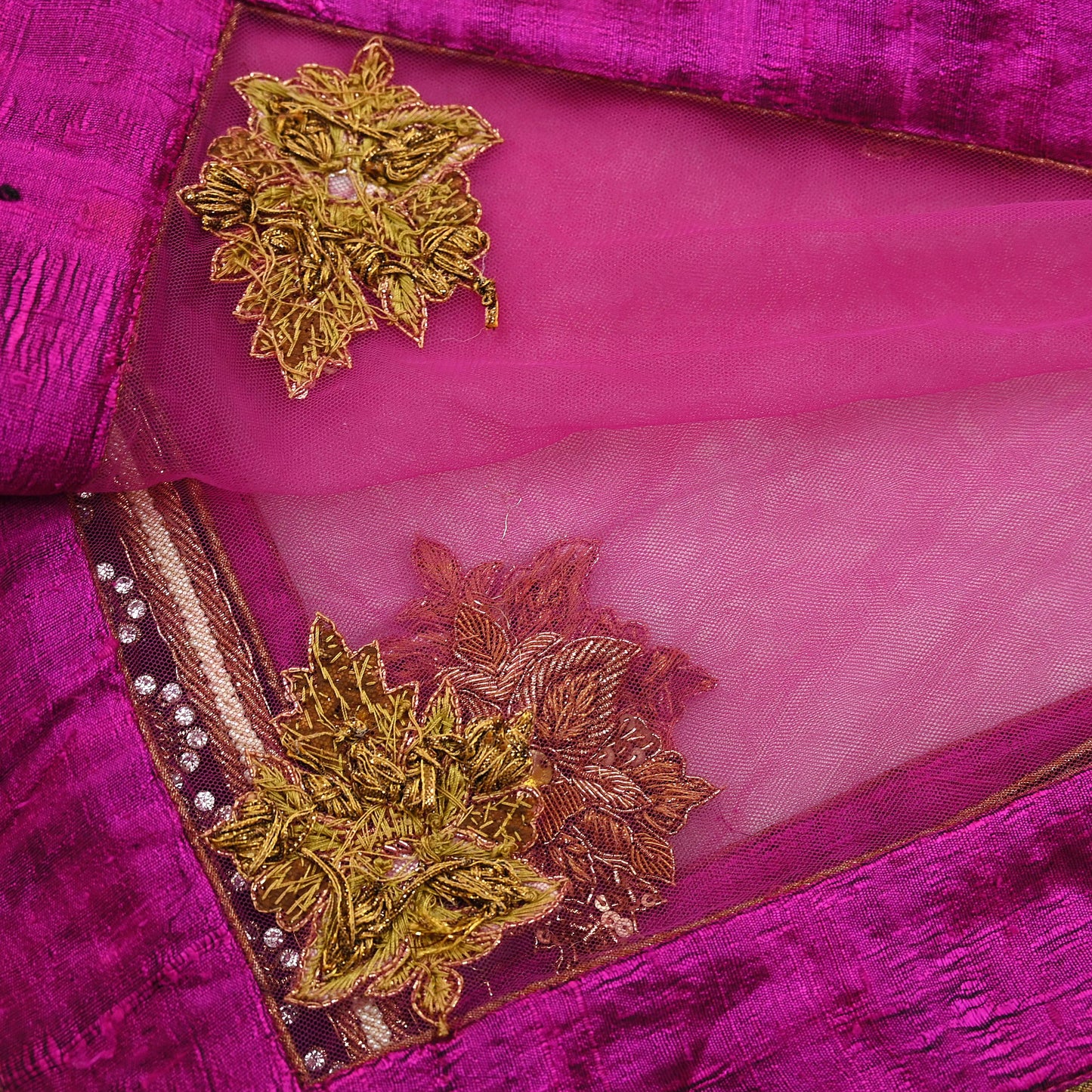 Indian Vintage Heavy Wedding Purple Dupatta Net Mesh Long Stole Hand Embroidered Scarves Golden Zardozi Dabka Zari Bridal Veil Hijab