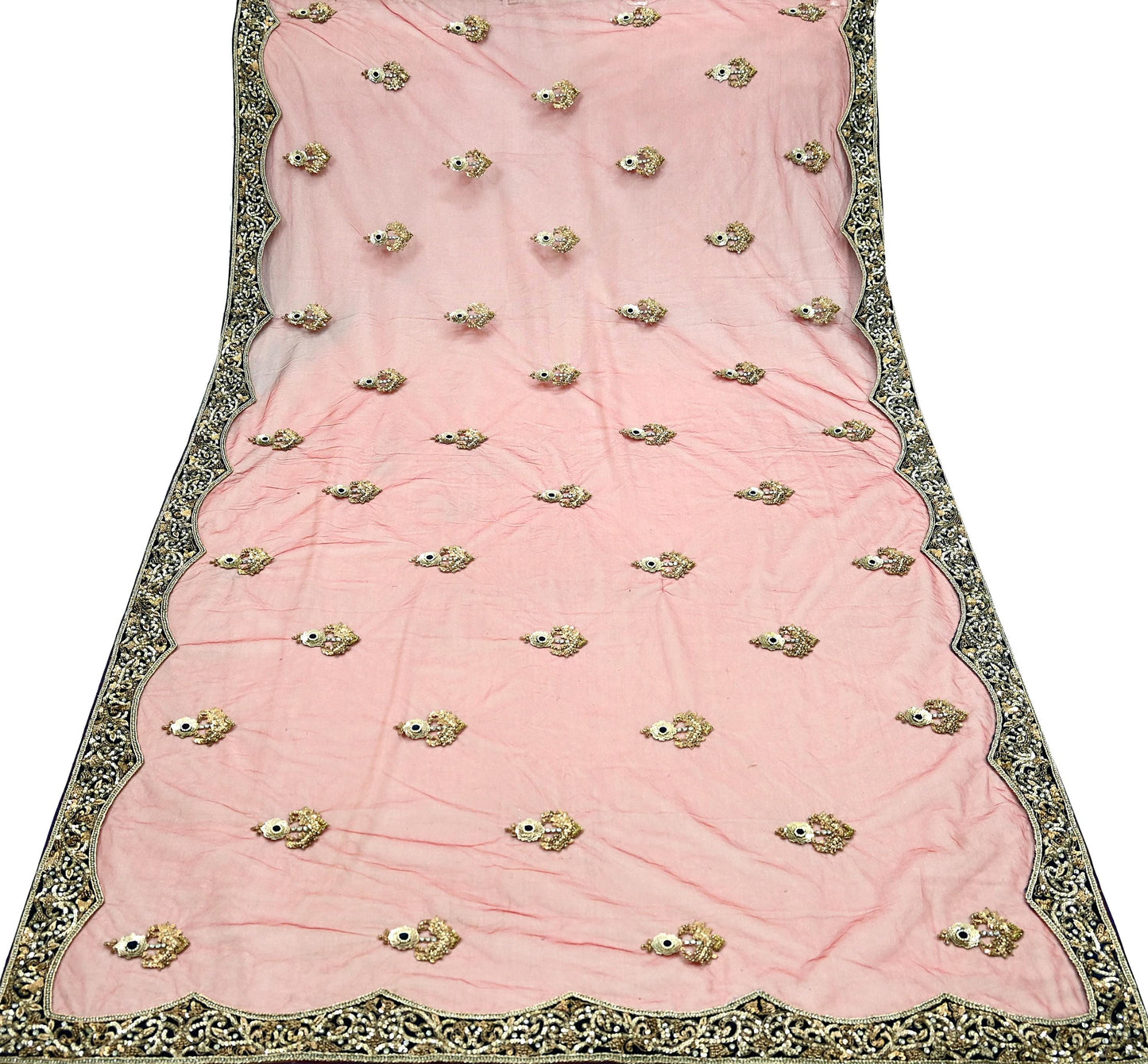 Indian Vintage Heavy Wedding Red Net/Mesh/ Velvet Hand Embroidered Dupatta Designer By Anamika Khanna Bridal Wear Dabka Zardozi Veil Hijab