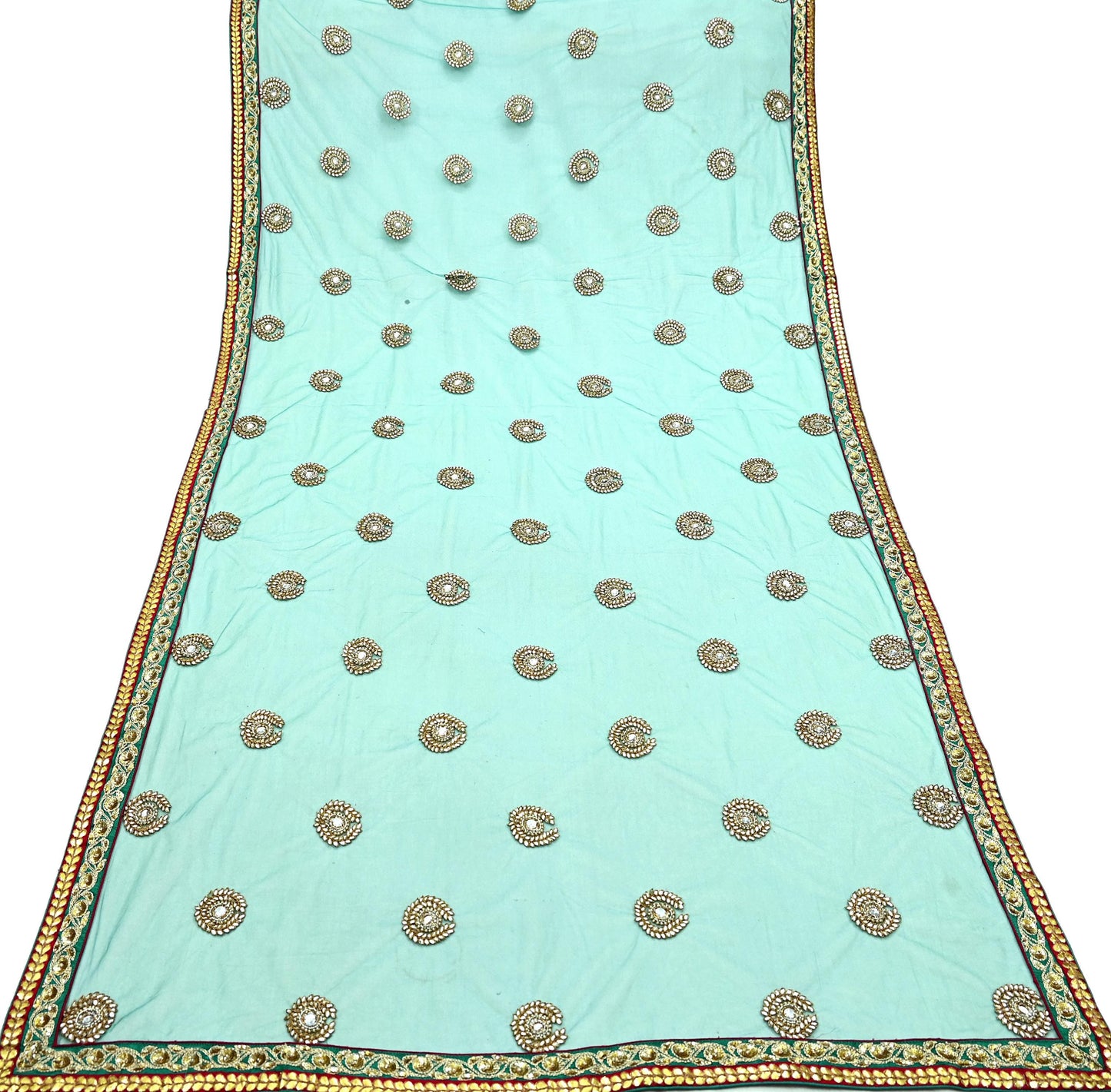 Indian Vintage Heavy Wedding Green Net/Mesh Hand Embroidered Dupatta Designer By Anamika Khanna Bridal Wear Zardozi Veil Hijab