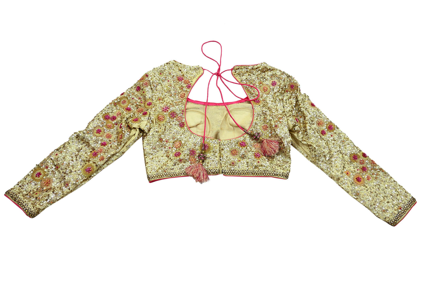 Indian Pre-owned Heavy Golden & Red Pure Chanderi Silk/Net Hand Embroidered Lehenga 3pcs Set By Designer Abu Jani Bridal Wear Padded Blouse