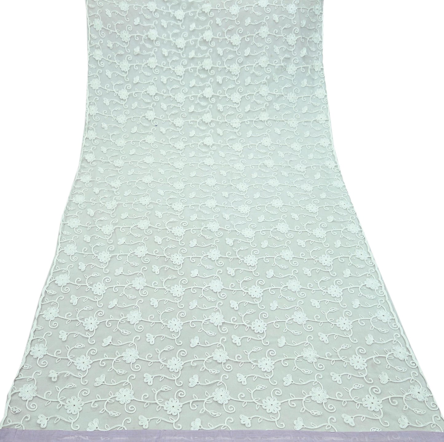 Indian Vintage White Dupatta Long Stole Net Mess Hand Embroidered Scarves Veil Hijab Sequins stole veil hijab