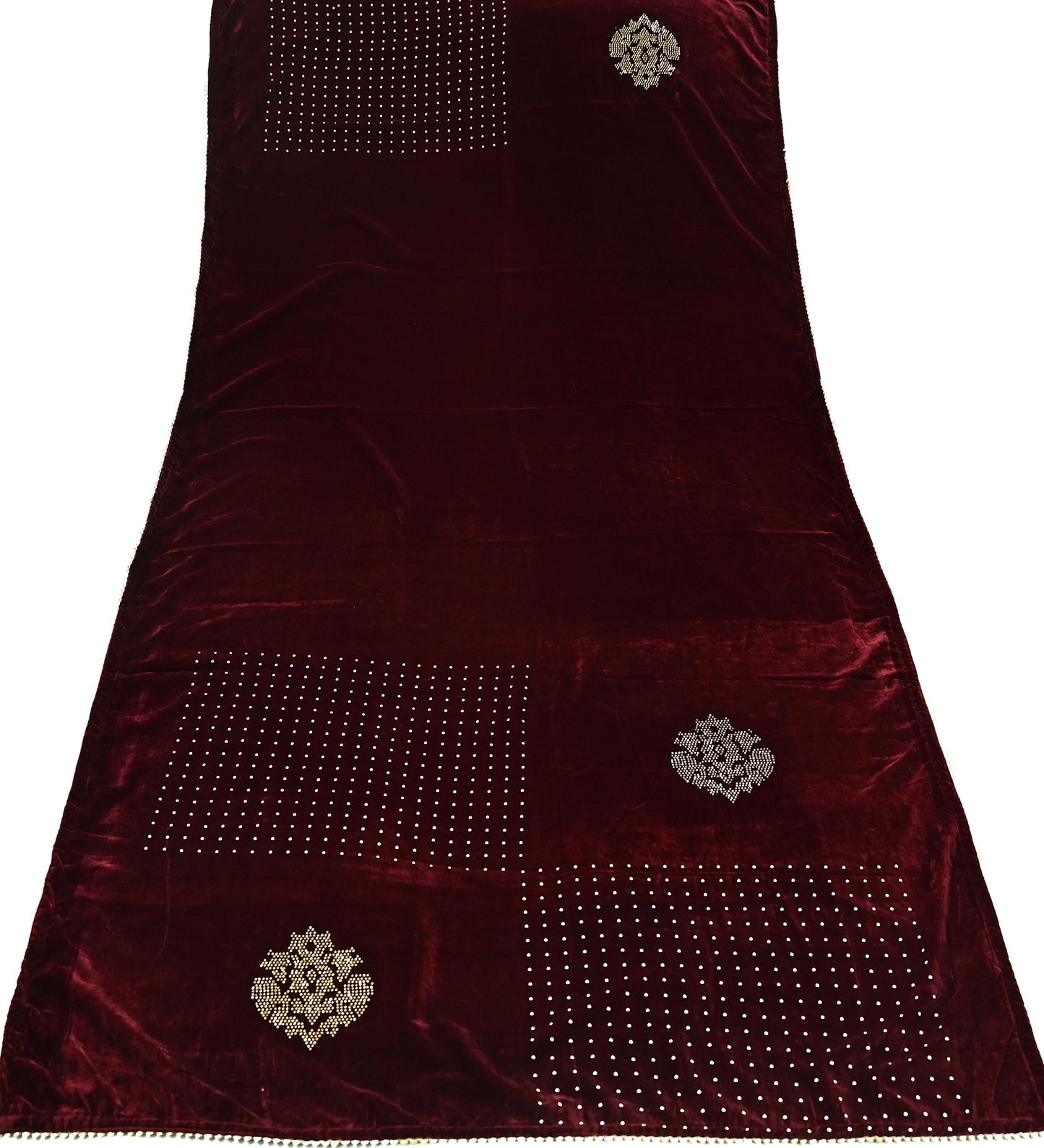 Indian Vintage Heavy Wedding Maroon Dupatta Velvet Long Stole Hand Embroidered Scarves Zari Hijab Veil Wrap Bridal Dupatta Paisley