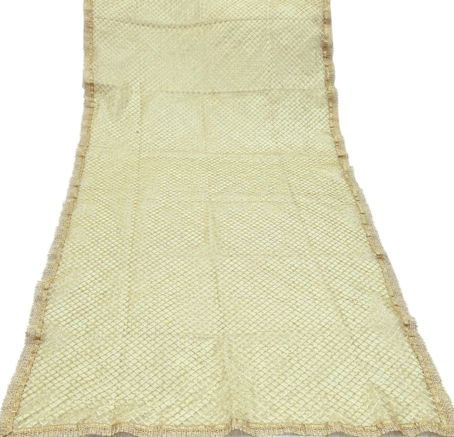 Indian Vintage Heavy Golden Dupatta Net Mesh Long Stole Hand Embroidered Scarves Zari Bridal Wedding Veil Hijab