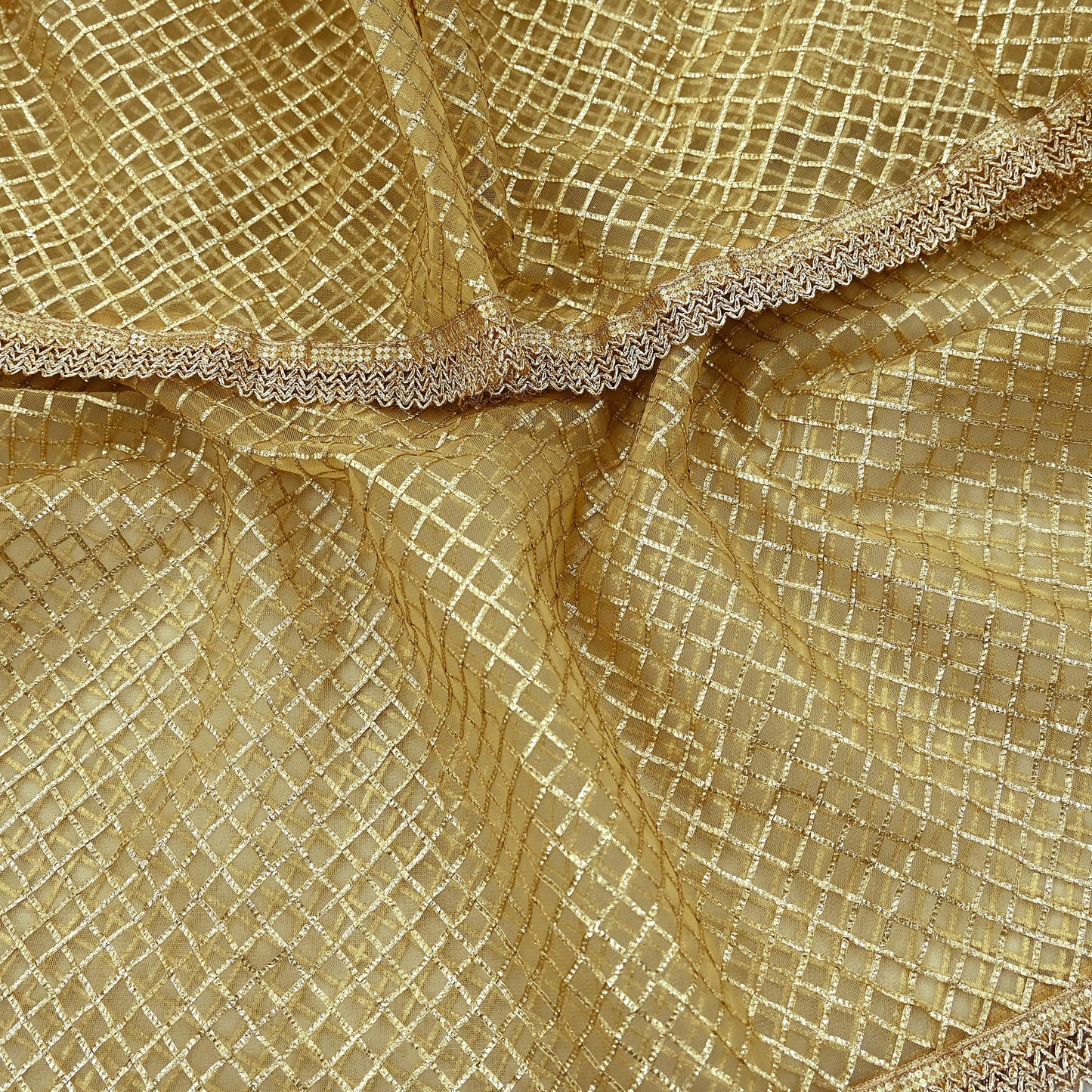 Indian Vintage Heavy Golden Dupatta Net Mesh Long Stole Hand Embroidered Scarves Zari Bridal Wedding Veil Hijab