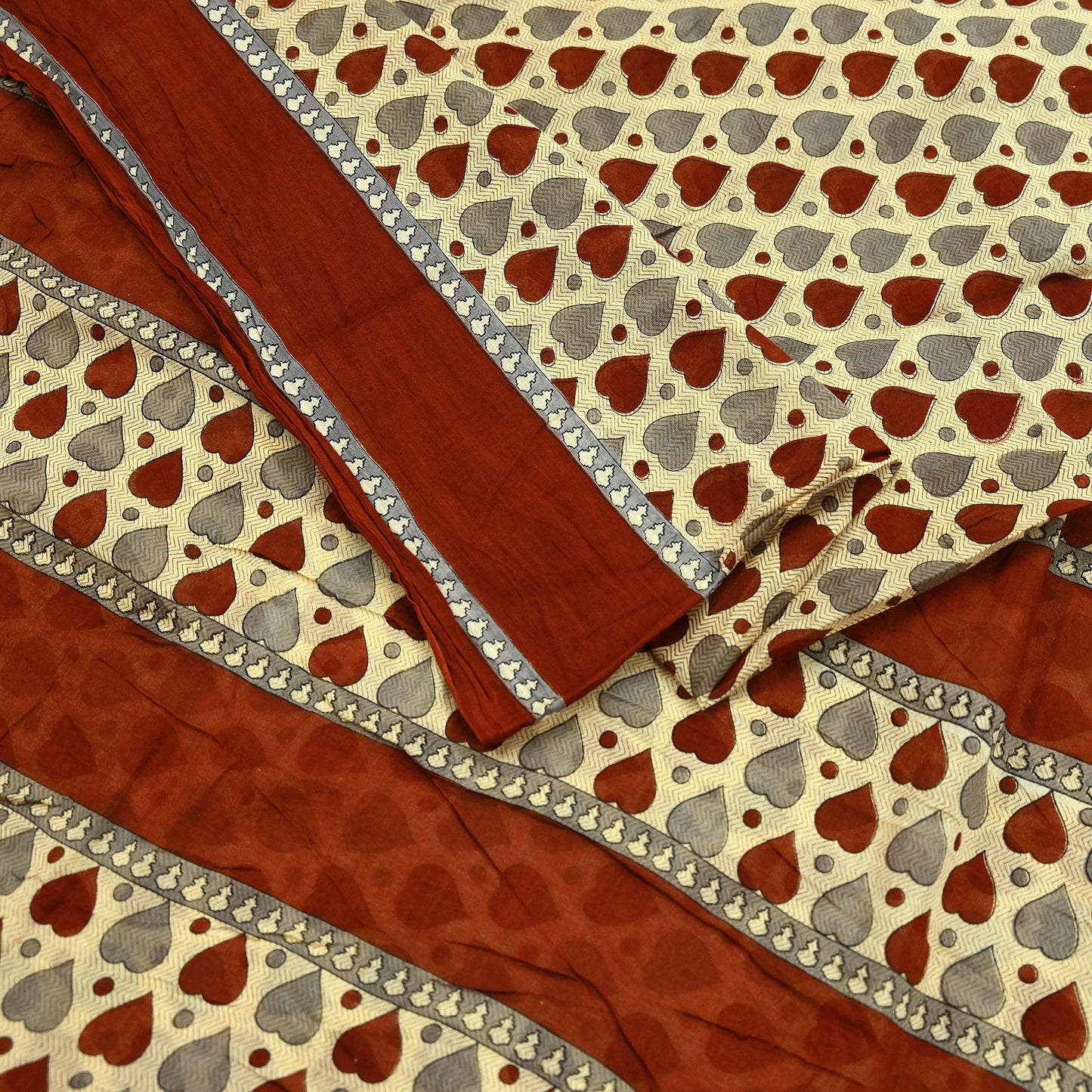 Indian Vintage Beige Saree Printed 100% Pure Cotton Sari Craft Fabric 5Yd Soft Sewing Sarong Wrap Dress Making Quilting Crafting