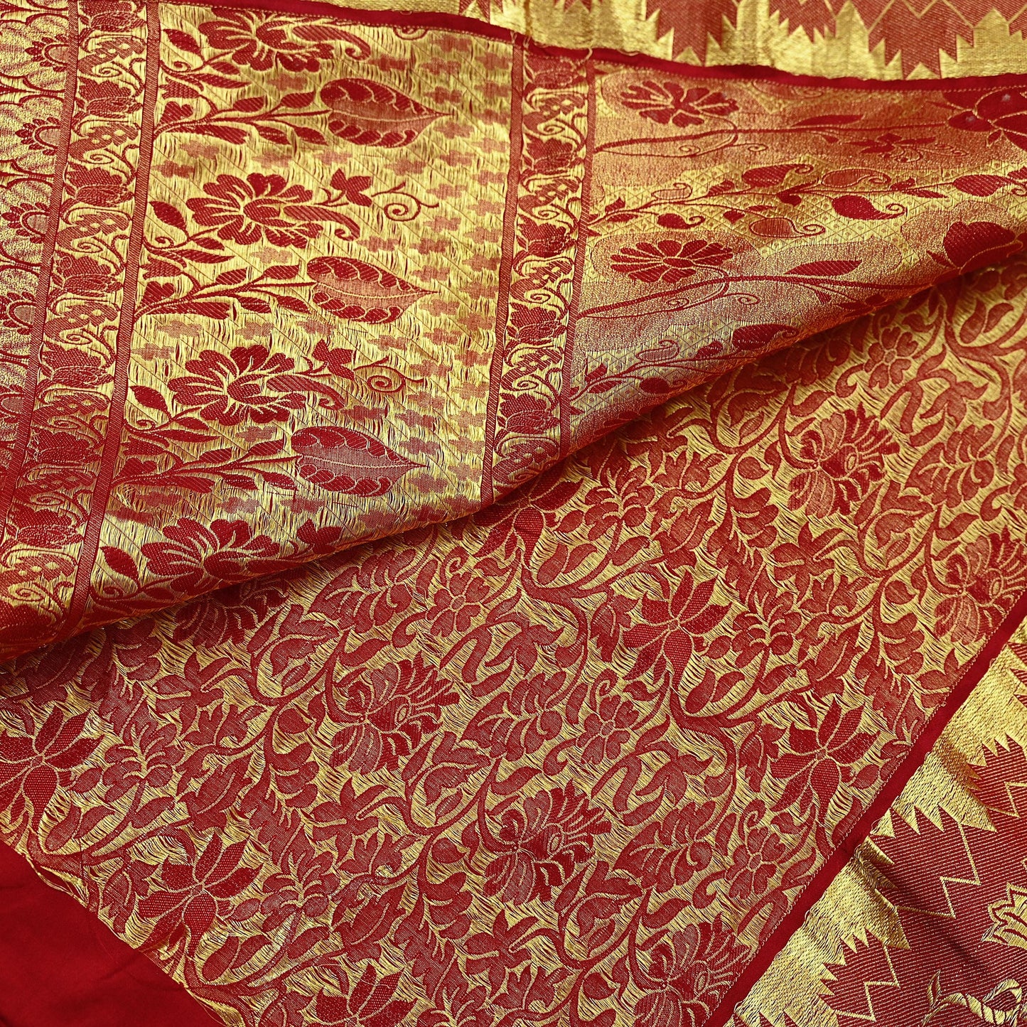 Indian Vintage Heavy Red Saree 100% Pure Silk Hand Woven Kanjeevaram Sari 5yd Ethnic Zari Premium Wedding Saree Dress making