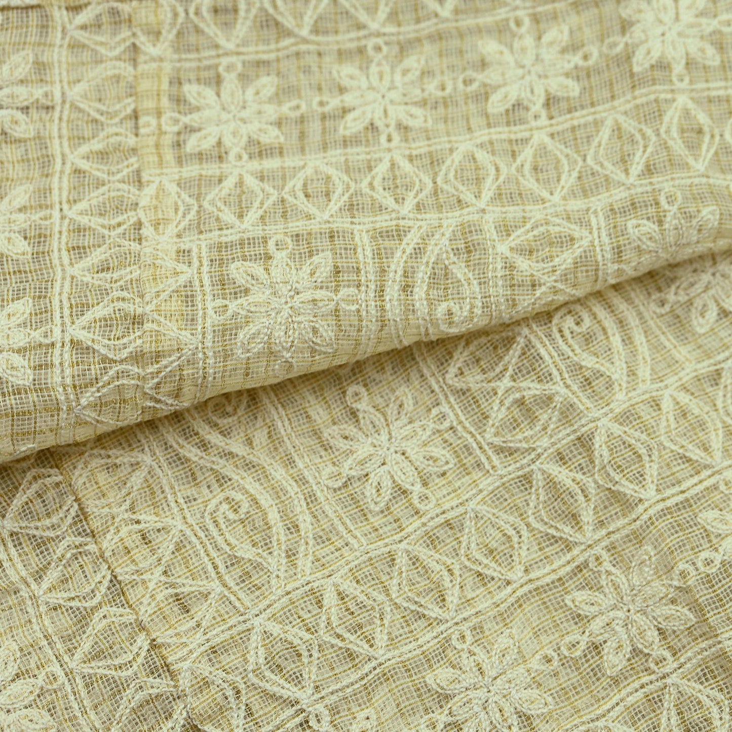 Indian Vintage Beige Dupatta Long Stole Pure Cotton Hand Embroidered Scarves Veil Scarf Wrap