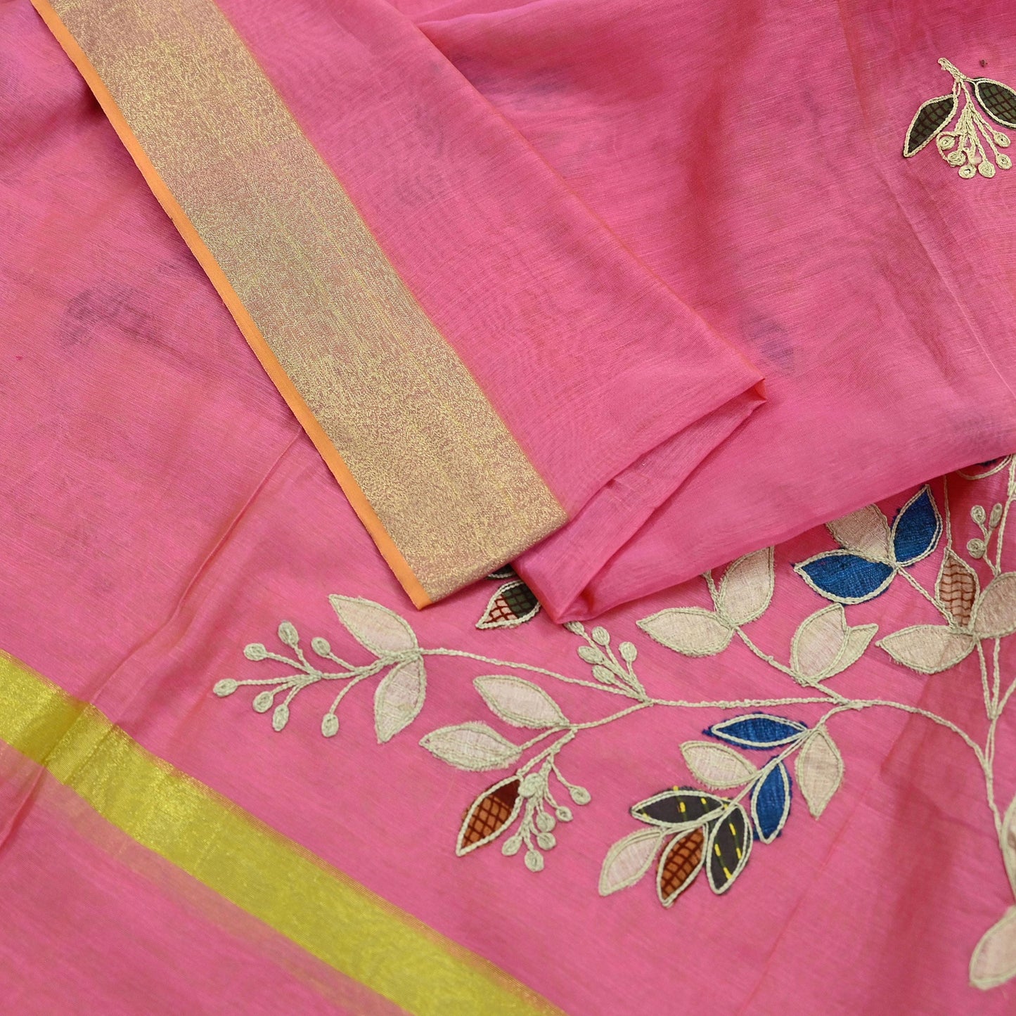 Indian Vintage Pink Dupatta Organza Long Stole Hand Embroidered Scarves Veil Soft Floral Design Wrap Boho Party wear