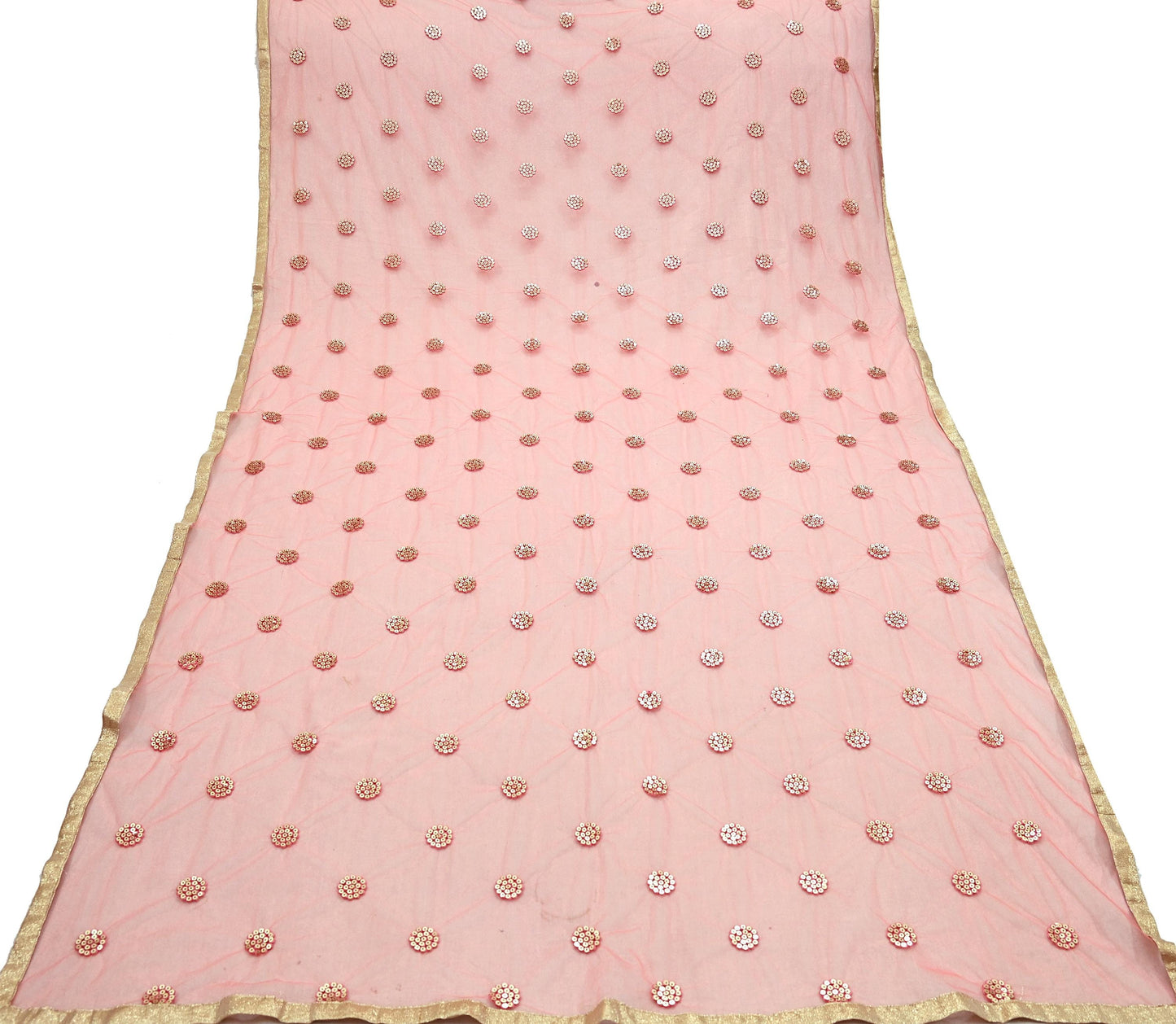 Indian Vintage Peach Dupatta Long Stole Net Mess Hand Embroidered Scarves Veil Hijab Sequins stole veil hijab