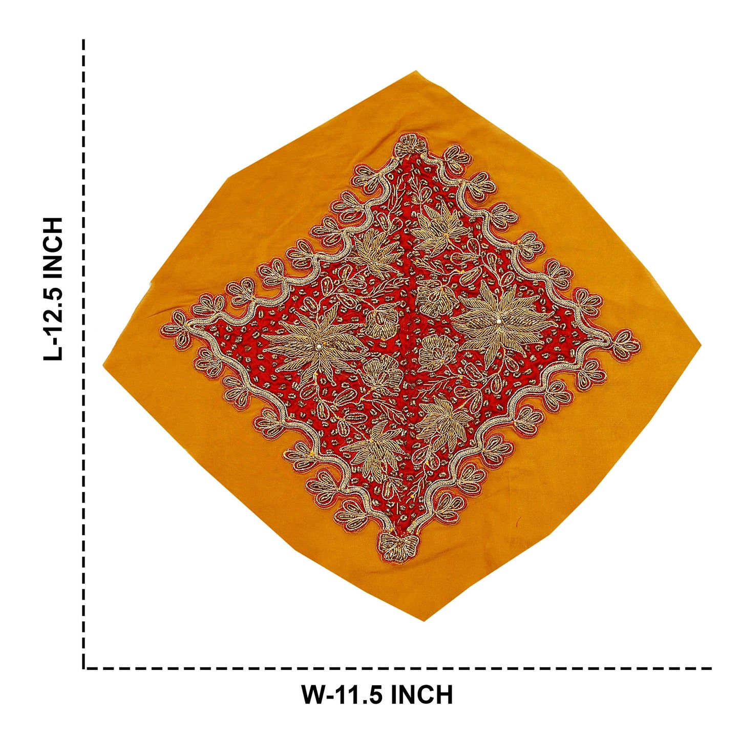 Indian Vintage Red Pure Crepe Silk Appliques Set of 1 | Hand-Embroidered Floral Patches with Zardozi,Dabka, Zari,for Craft, Journals