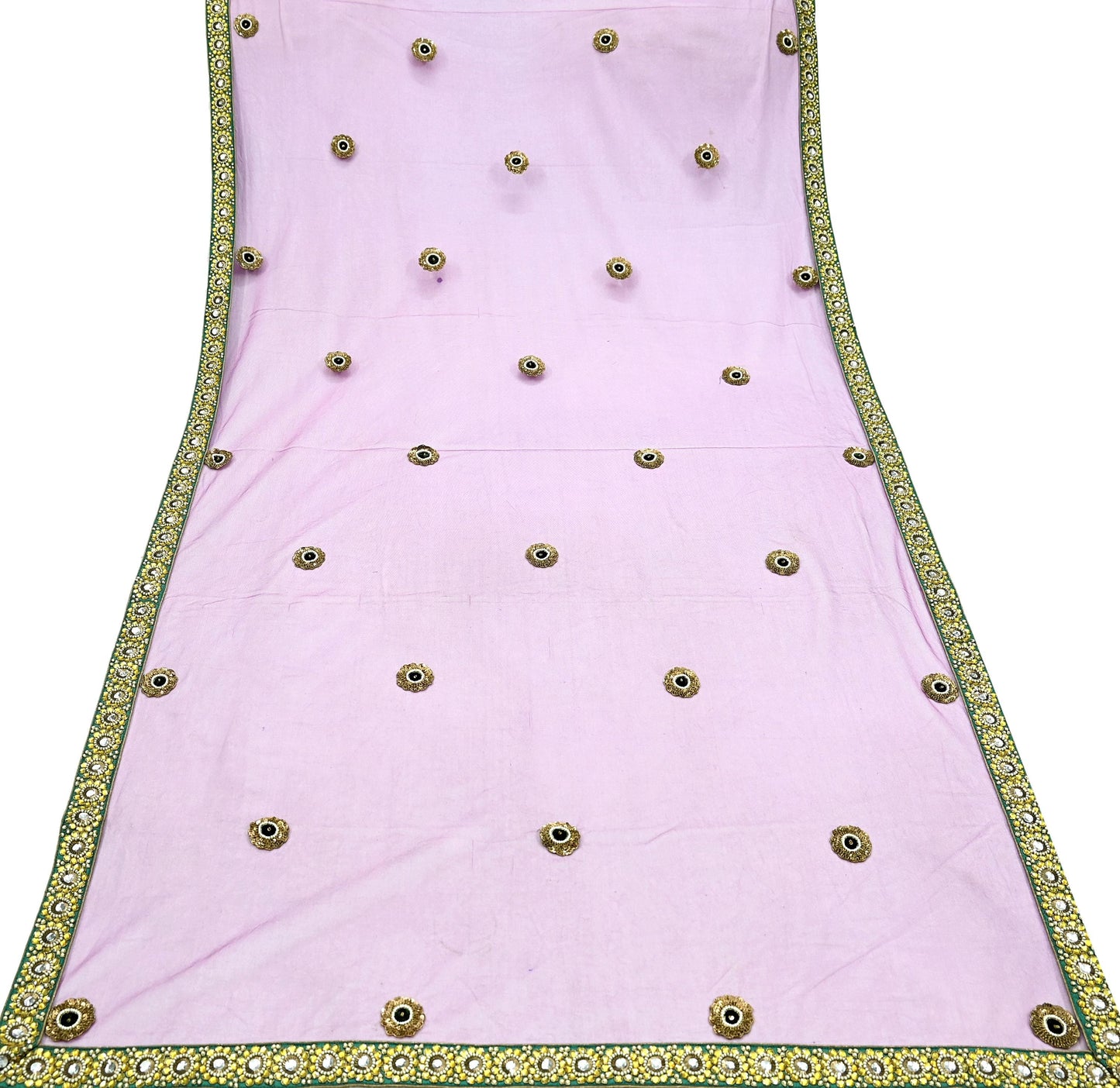 Indian Vintage Heavy Wedding Purple Dupatta Net Mesh Long Stole Hand Embroidered Scarves Golden Zardozi Dabka Zari Stole