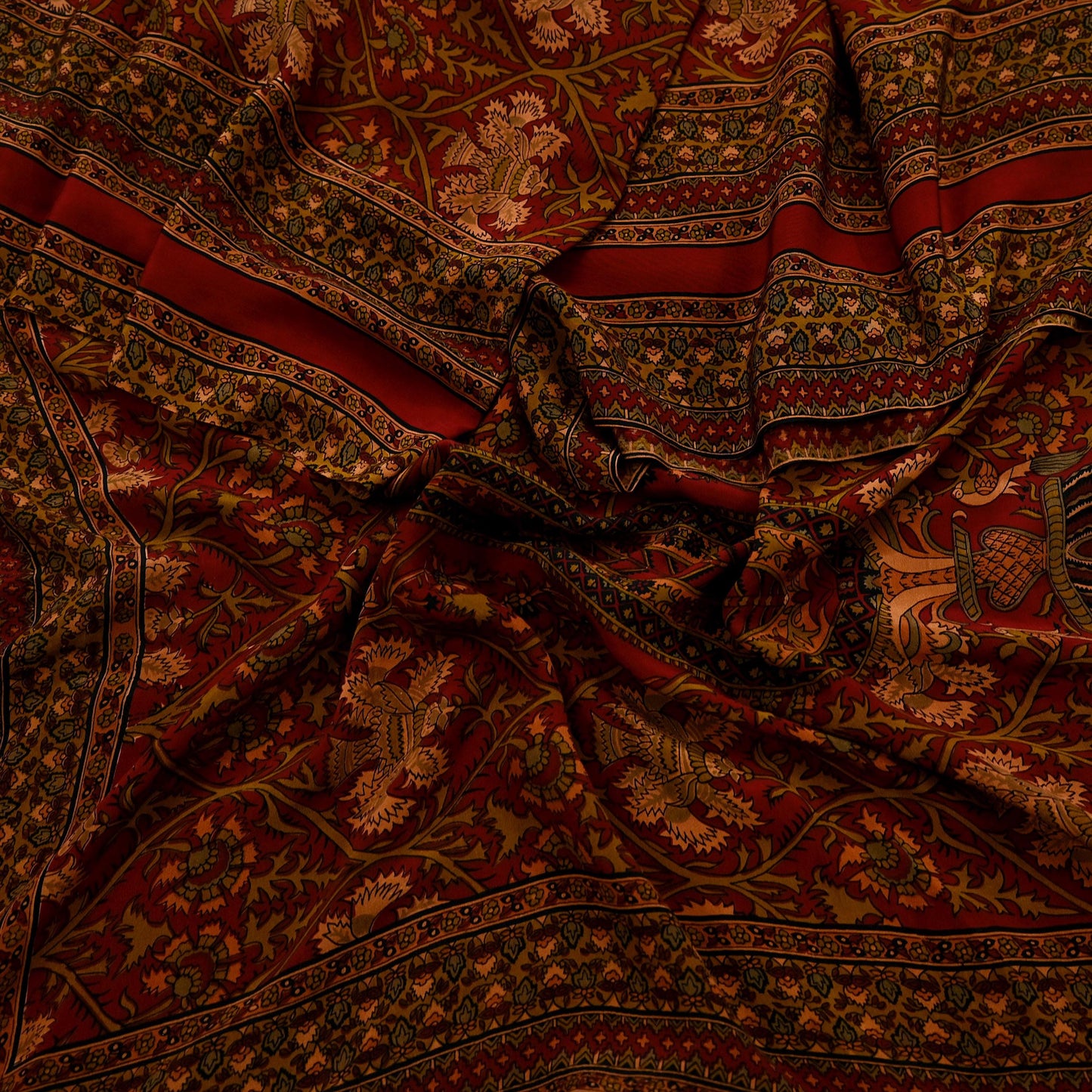 Indian Vintage Maroon Dupatta Long Stole Pure Crepe silk Printed Dupatta Veil Scarves soft Boho Wrap Dressmaking Paisley