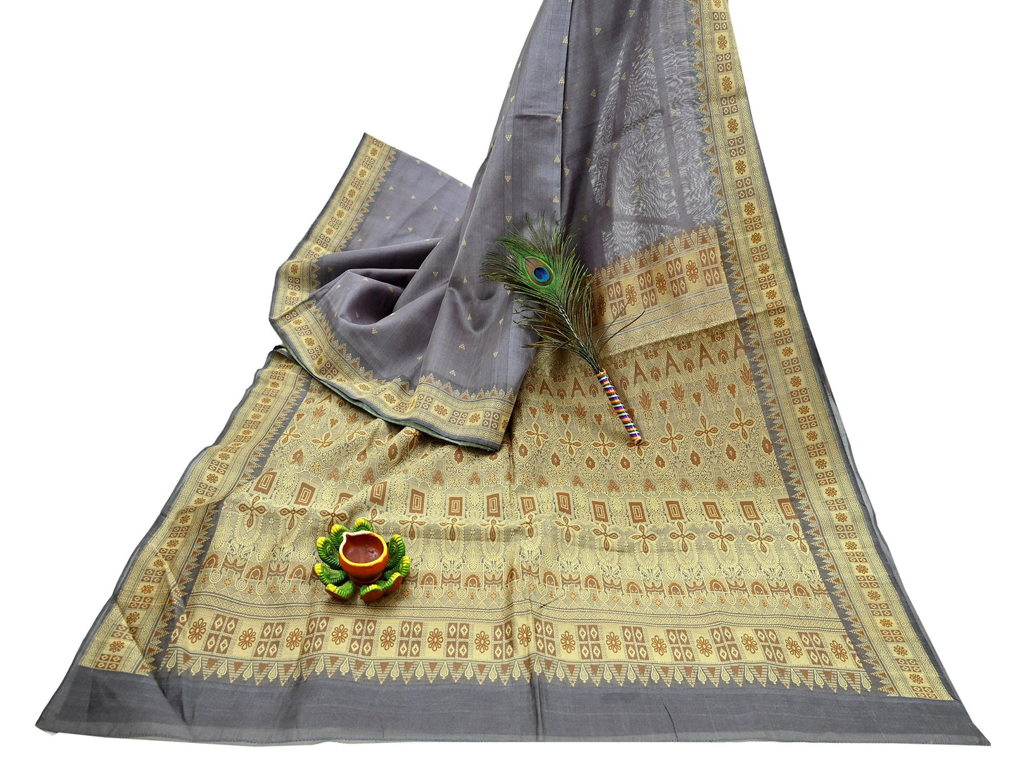Indian Vintage Heavy Purple Hand Woven Saree 100% Pure Silk Sari 5Yard Floral Dress making Crafting Quilting Upcycle