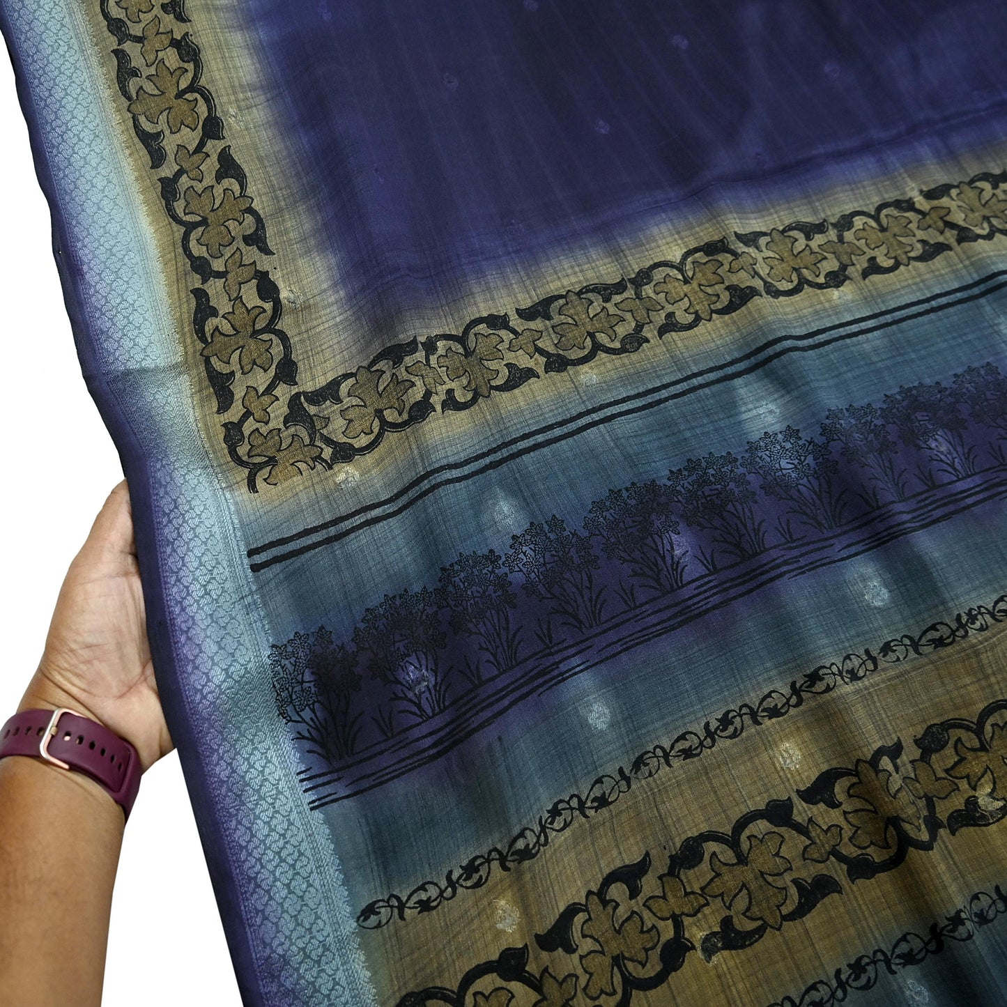 Indian Vintage Sari 100% Pure Silk Printed Woven Saree Fabric 5yd Sewing Craft Fabric Dress Making Soft Floral Abstract Quilting Crafting