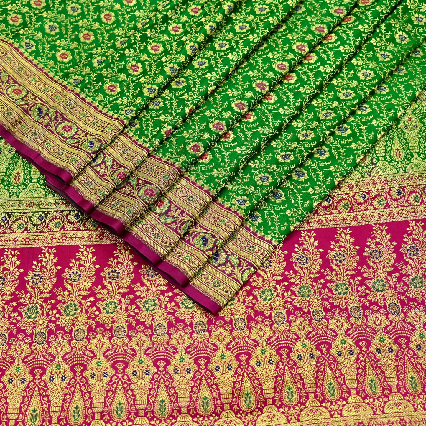 Indian Vintage Sari Heavy Pure Satin Silk Woven Banarasi Brocade Saree Zari 5Yd Ethnic Dress making Crafting Bollywood