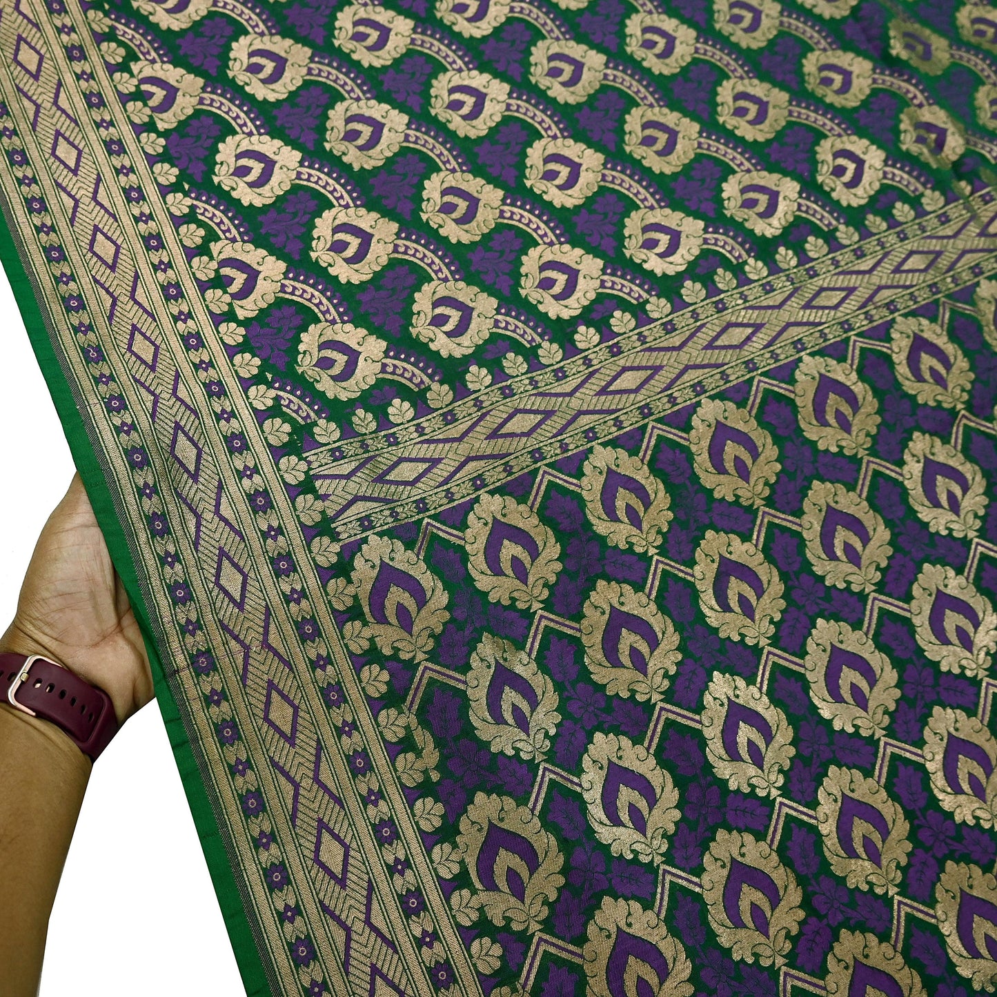 Indian Vintage Heavy Green Saree Pure Silk Hand Woven Sari Craft Fabric 6Yd Sewing Soft Ethnic Zari Dress Making Wedding Sari