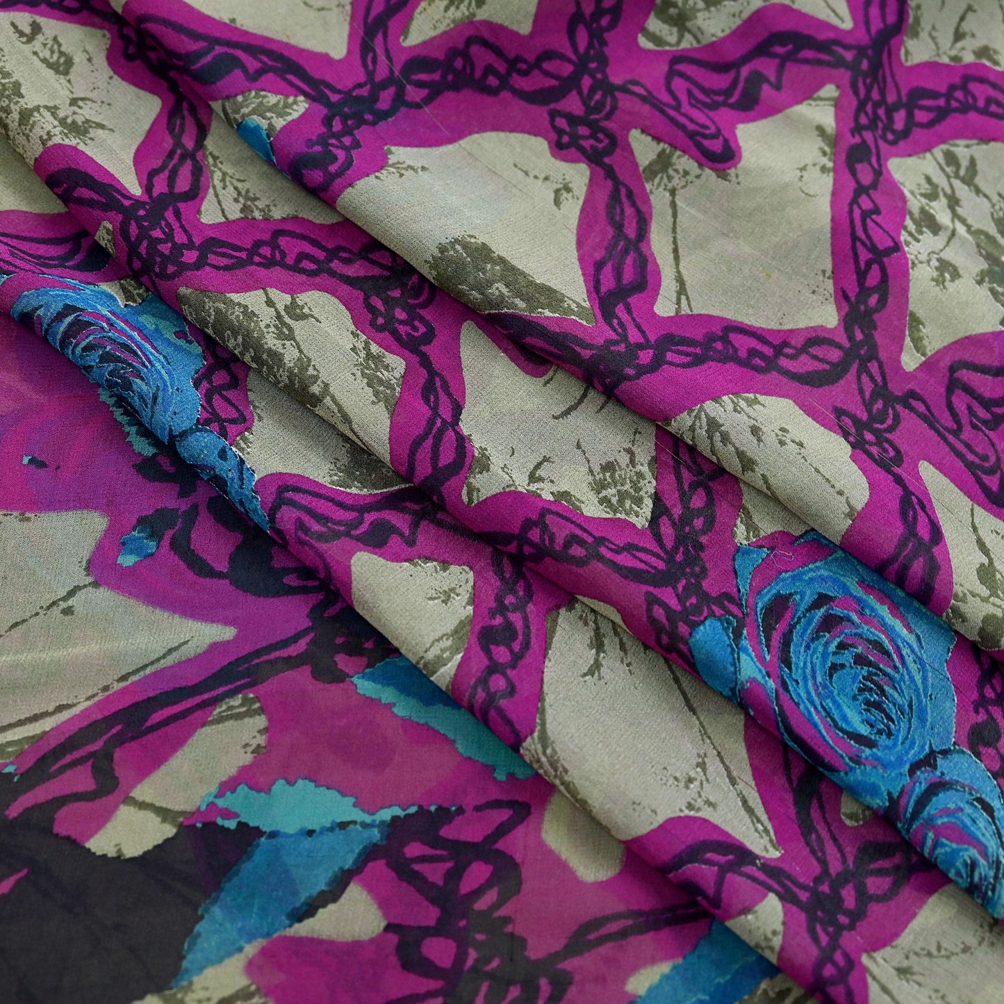 Women Vintage Sari Multi Pure Georgette Silk Printed Saree Craft Fabric Sewing 5Yard Soft Light Dress Making Floral Dress making Crafting