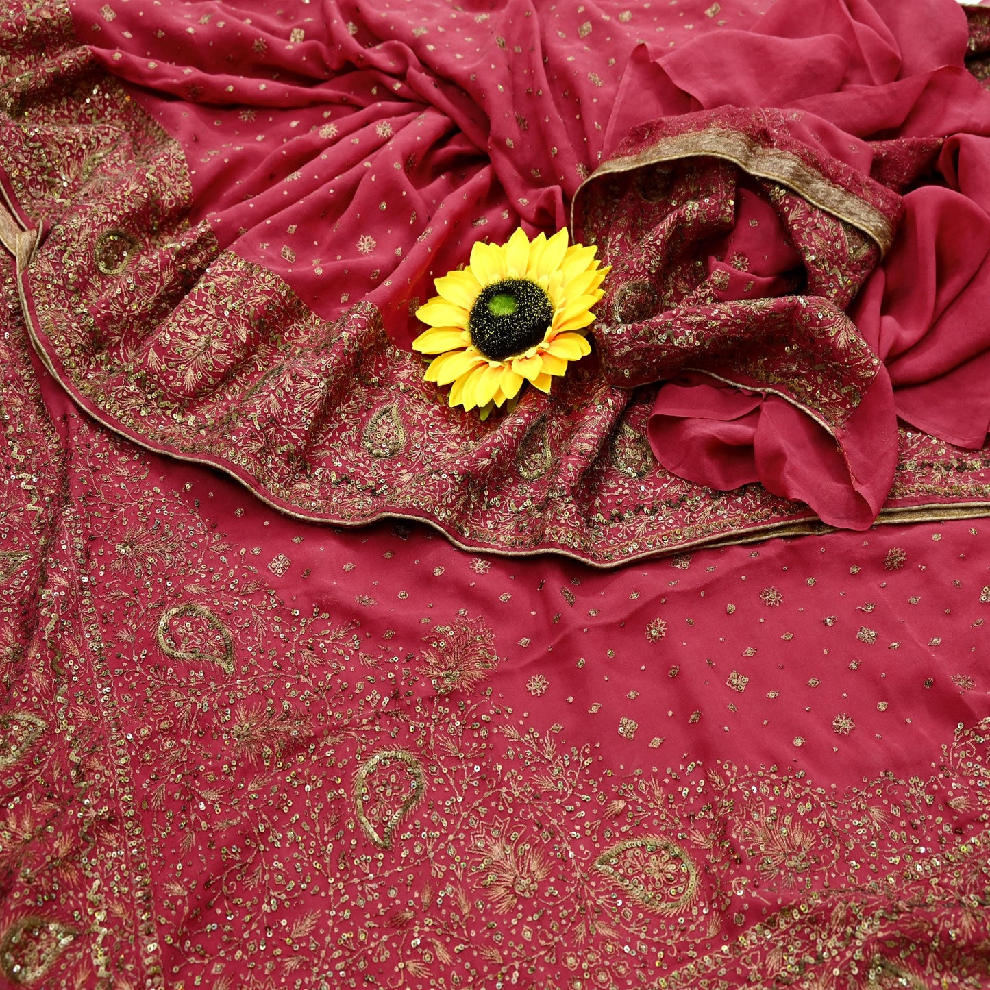 Indian Vintage Pink Sarees Pure Georgette Silk Pre-owned Hand Beaded Ritu Kumar Designer Sari 5Yd Soft Ethnic Bollywood Party sarees