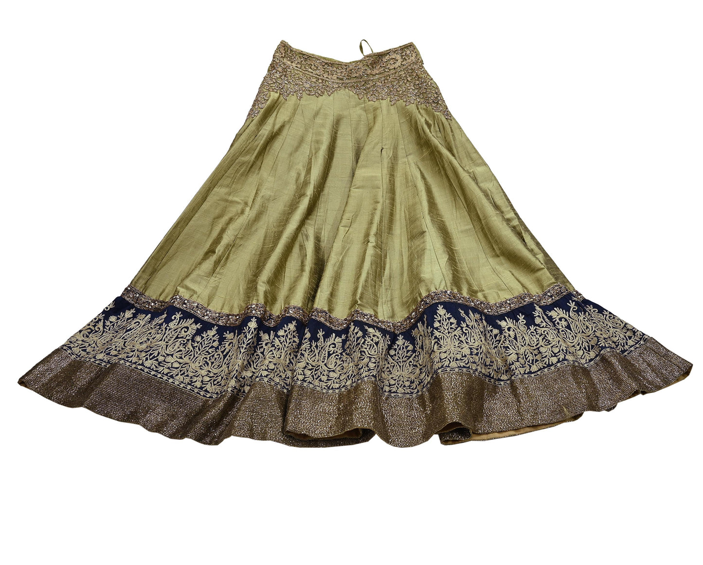 Indian Heavy Wedding Green Pure Chanderi Silk Hand Embroidered Lehenga/Skirt Designer By Manish Malhotra Bridal Wear Zardozi/ Dabka