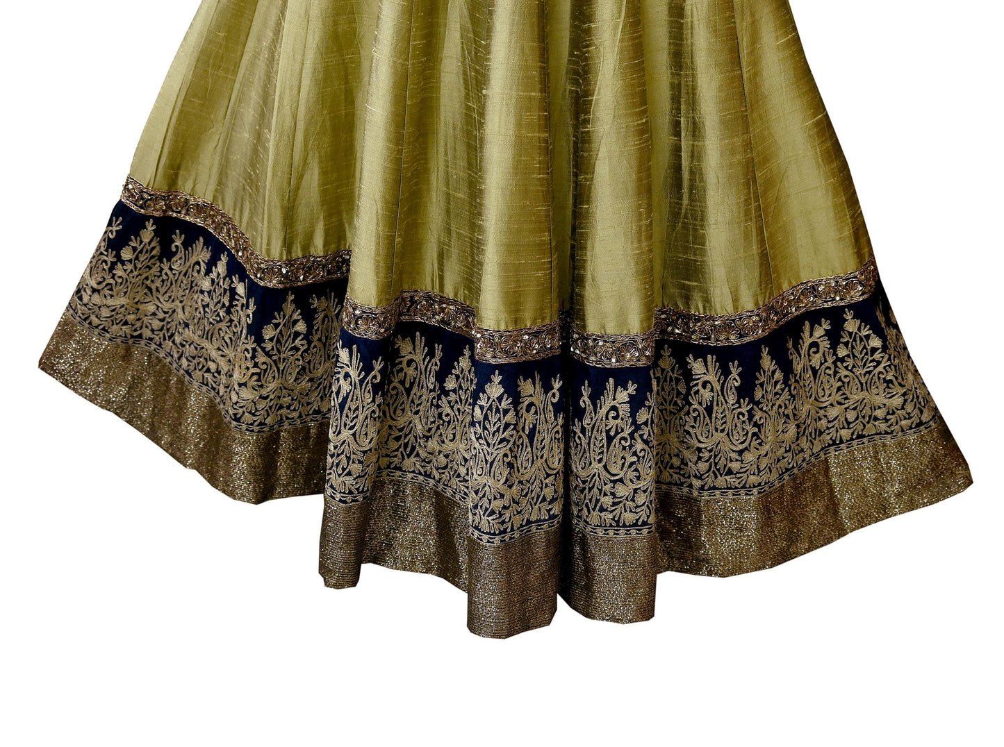 Indian Heavy Wedding Green Pure Chanderi Silk Hand Embroidered Lehenga/Skirt Designer By Manish Malhotra Bridal Wear Zardozi/ Dabka