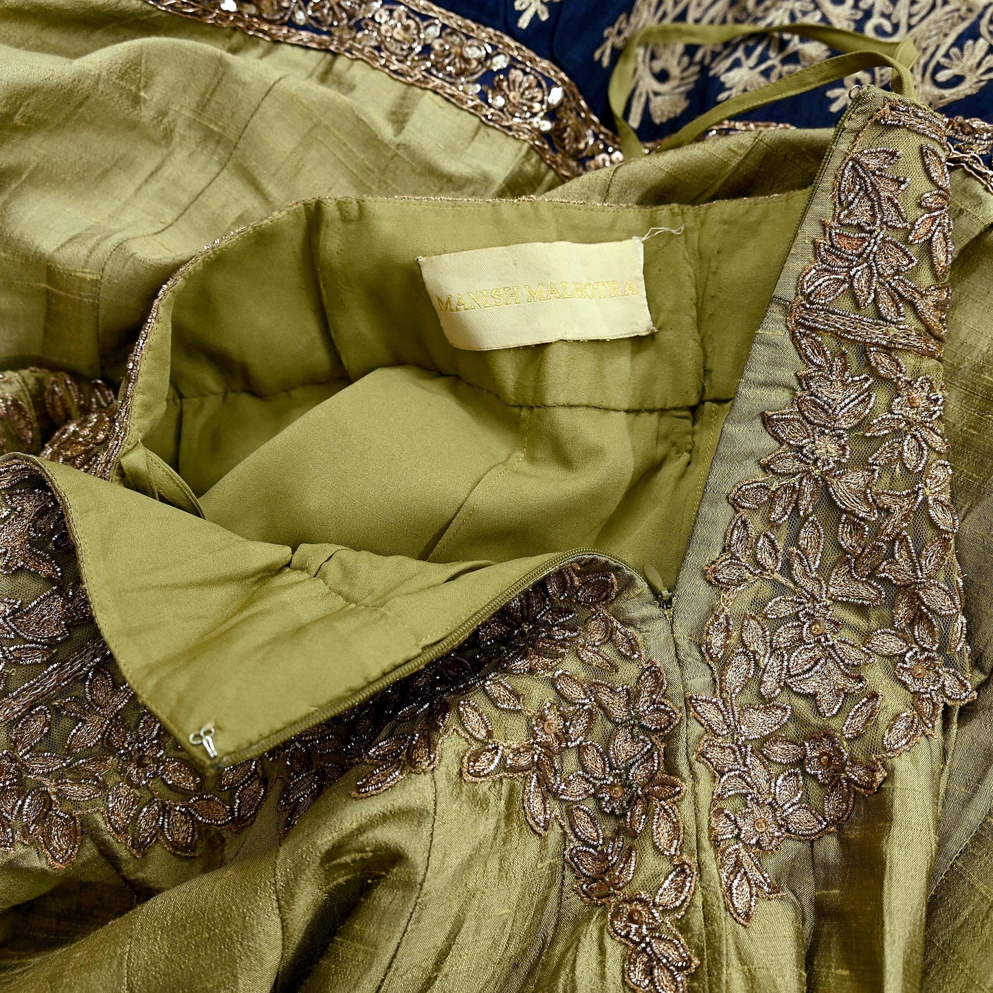 Indian Heavy Wedding Green Pure Chanderi Silk Hand Embroidered Lehenga/Skirt Designer By Manish Malhotra Bridal Wear Zardozi/ Dabka