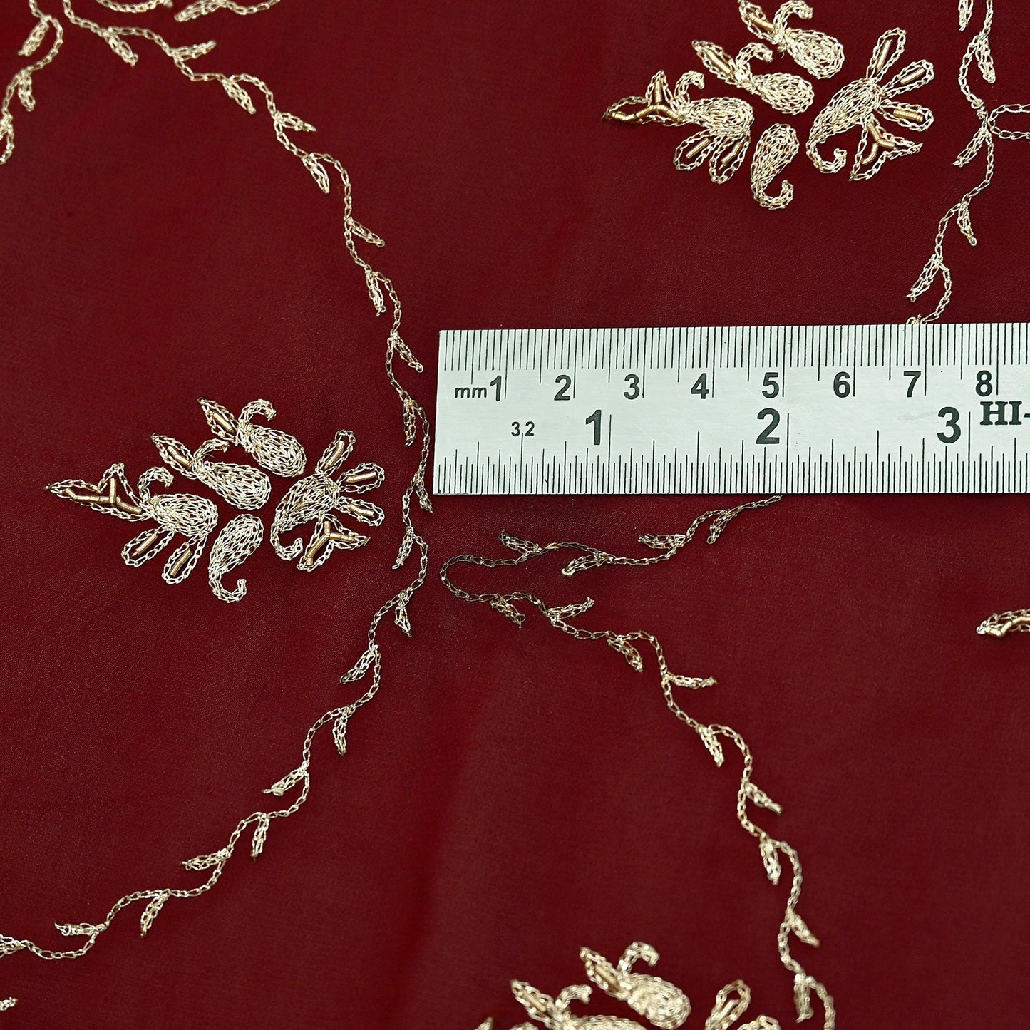 Indian Vintage Heavy Wedding Maroon Dupatta Georgette Long Stole Hand Embroidered Scarves Golden Zardozi Zari Stole Paisley