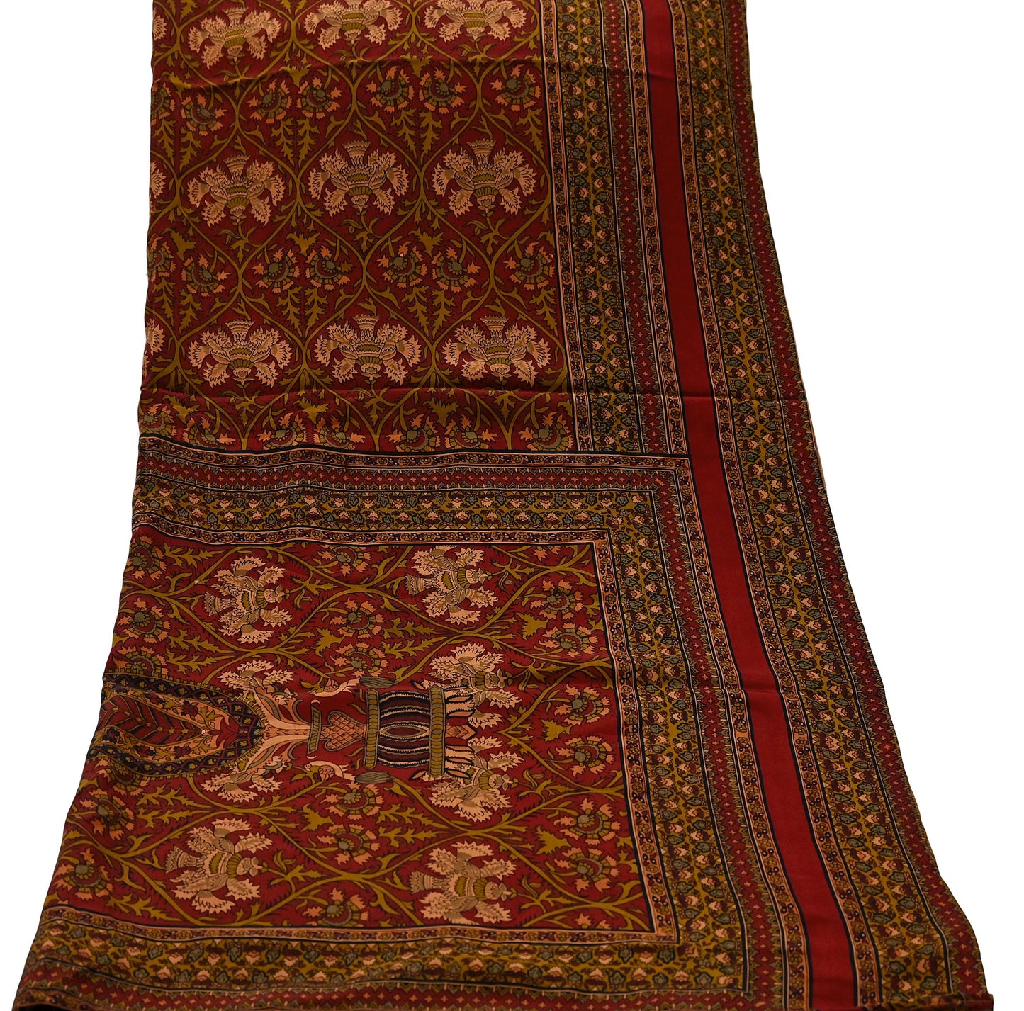 Indian Vintage Maroon Dupatta Long Stole Pure Crepe silk Printed Dupatta Veil Scarves soft Boho Wrap Dressmaking Paisley