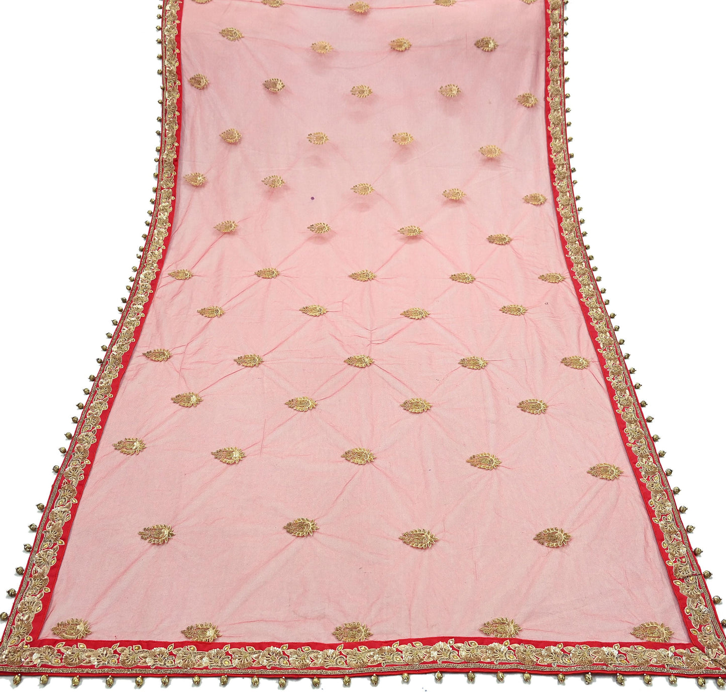 Indian Vintage Heavy Wedding Red Net/Mesh/ Velvet Hand Embroidered Dupatta Designer By Manish Malhotra Bridal Wear Zardozi Veil Hijab