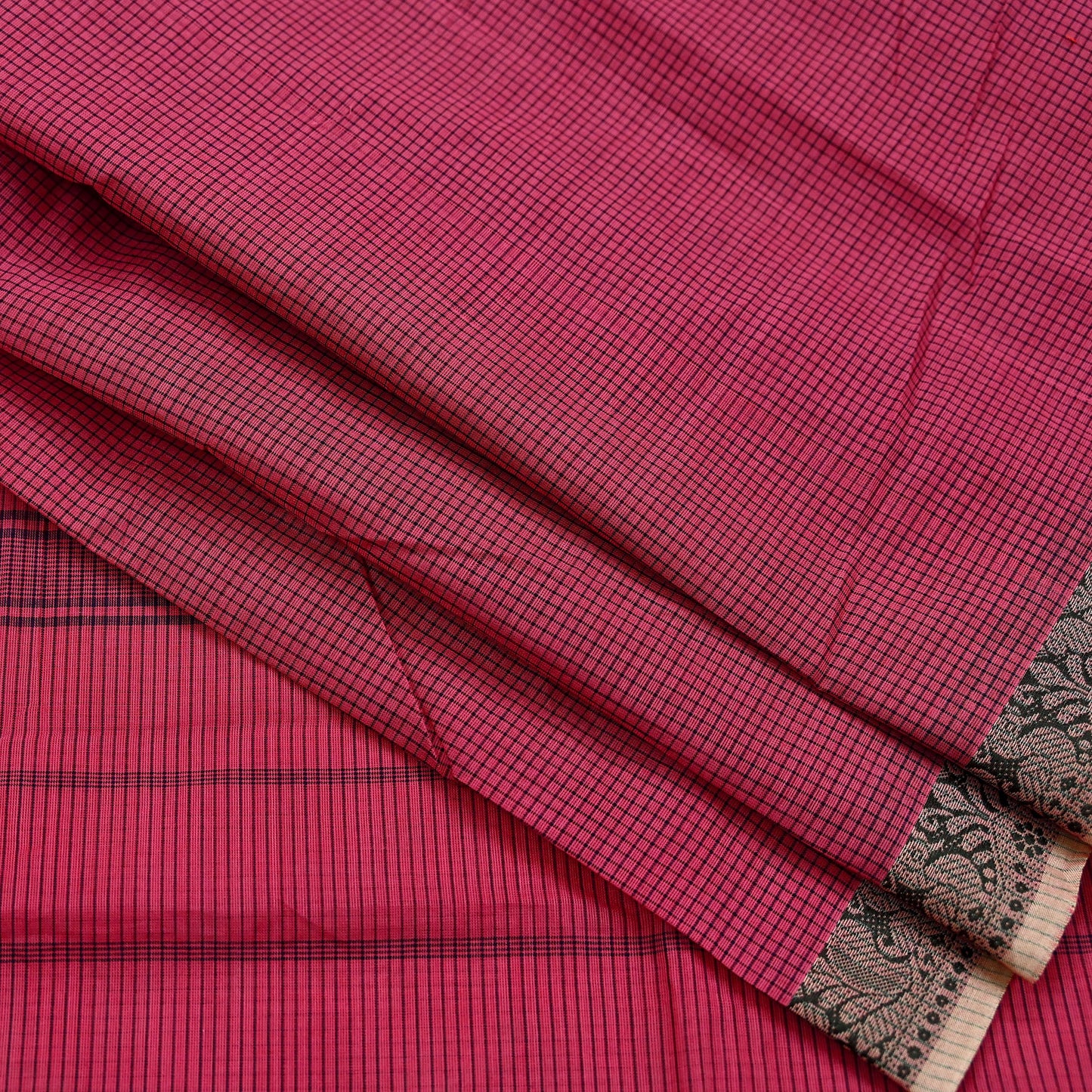 Indian Vintage Sari Pink Pure Cotton Hand Woven Sarees Craft Fabric 5yd Ethnic Paisley Crafting Upcycle Quilting Dress Making