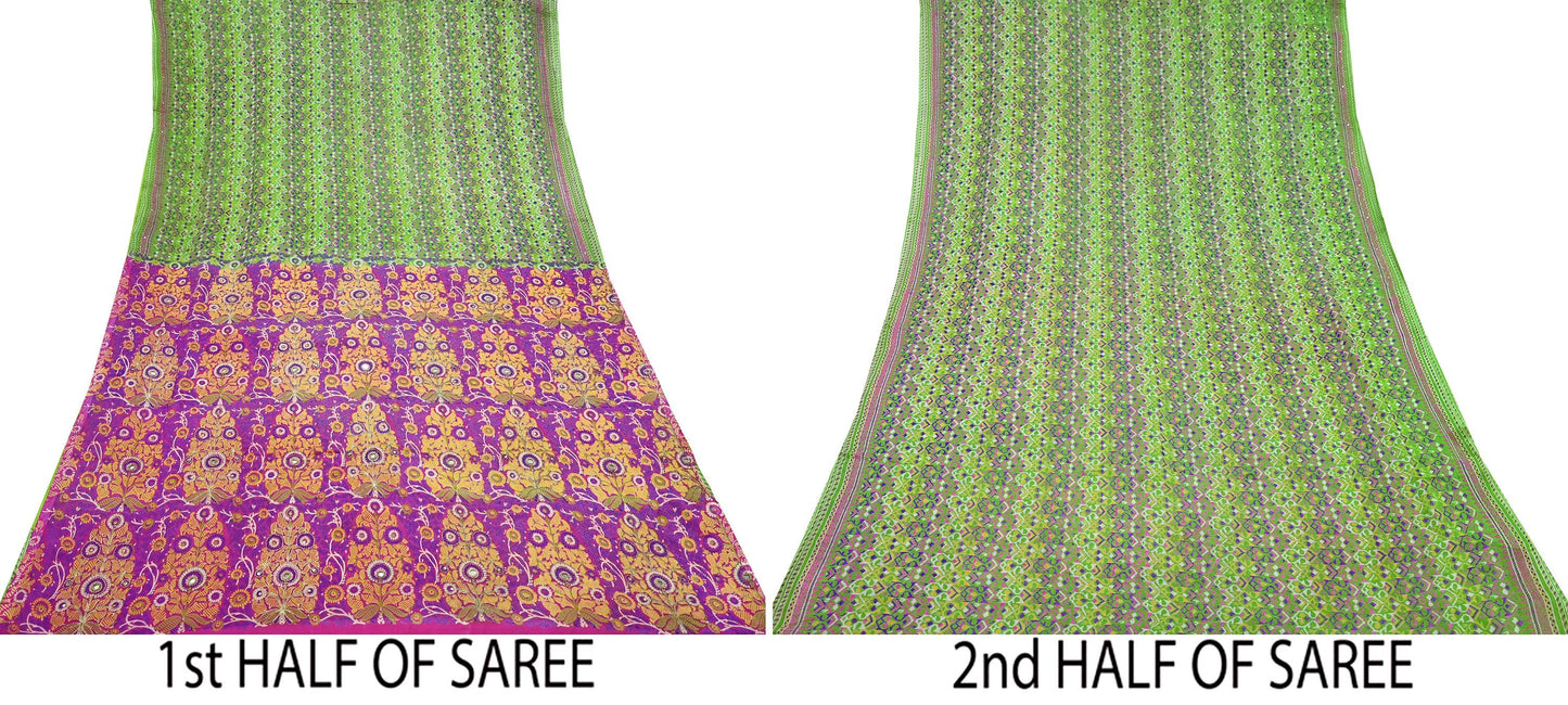 Indian Vintage Sari Pure Silk Hand Embroidered Sarees 5Yd Craft Fabric Sewing soft Quilting Crafting Upcycle Ethnic Bollywood sarees