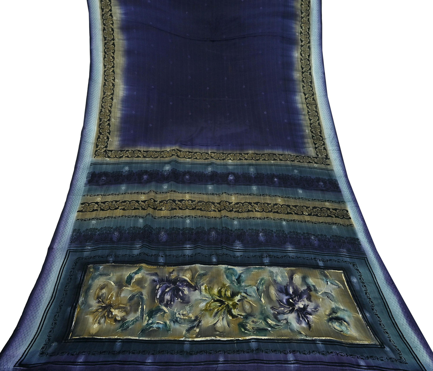Indian Vintage Sari 100% Pure Silk Printed Woven Saree Fabric 5yd Sewing Craft Fabric Dress Making Soft Floral Abstract Quilting Crafting