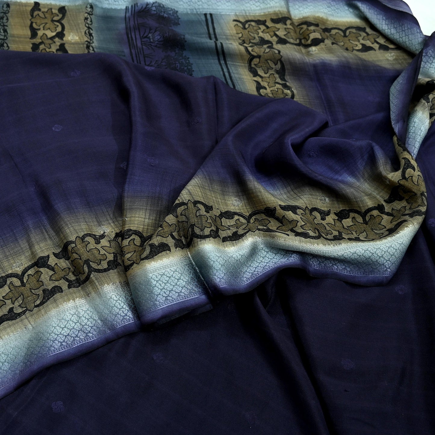 Indian Vintage Sari 100% Pure Silk Printed Woven Saree Fabric 5yd Sewing Craft Fabric Dress Making Soft Floral Abstract Quilting Crafting
