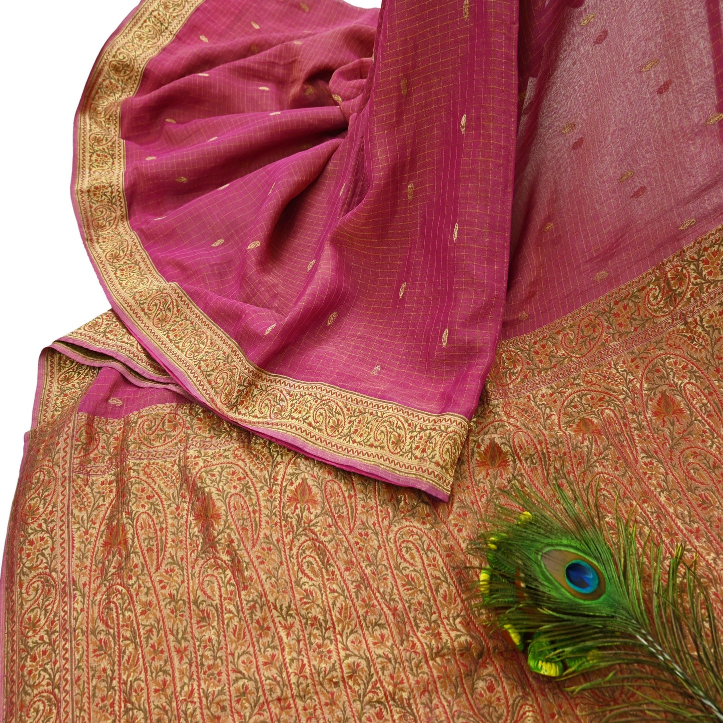 Vintage Heavy Pink Sarees Pure Georgette Silk Hand Woven Banarasi Sari Craft Fabric 5Yd Sewing Soft Ethnic Zari Dress Making Wedding Sari