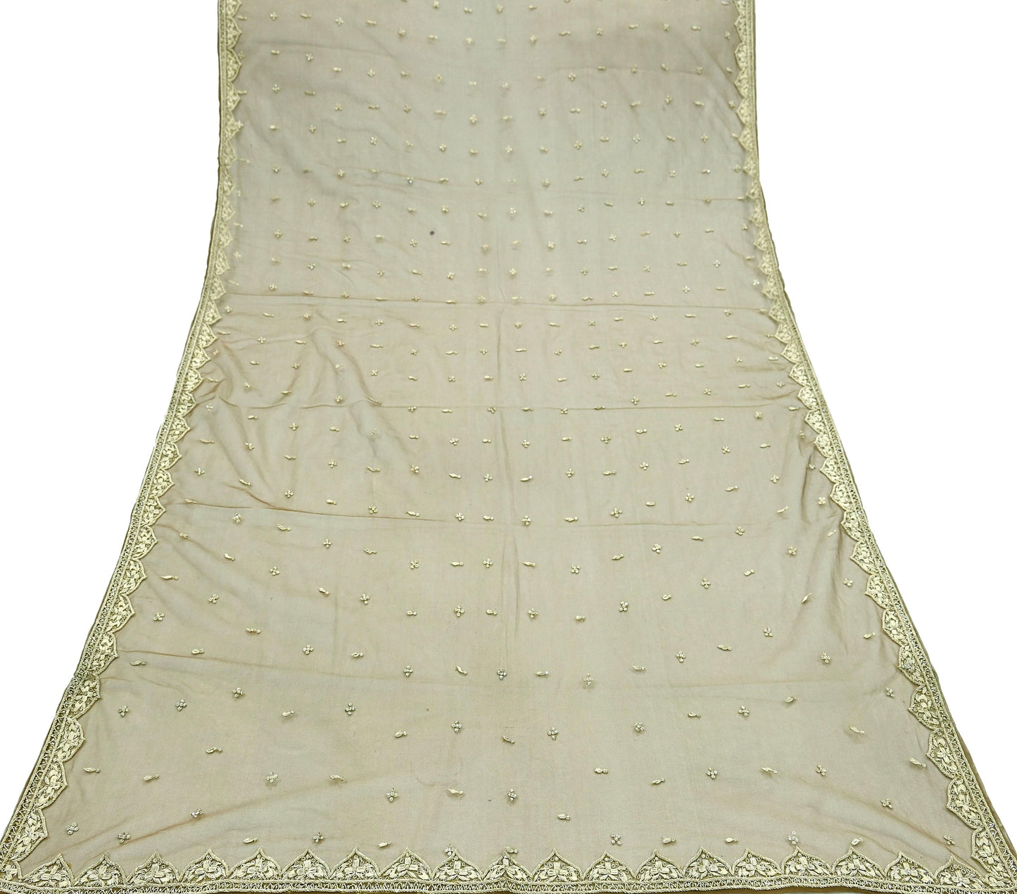 Indian Vintage Heavy Green Dupatta Net Mesh Long Stole Hand Embroidered Scarf Zardozi Zari Sequins Stole Bridal Veil