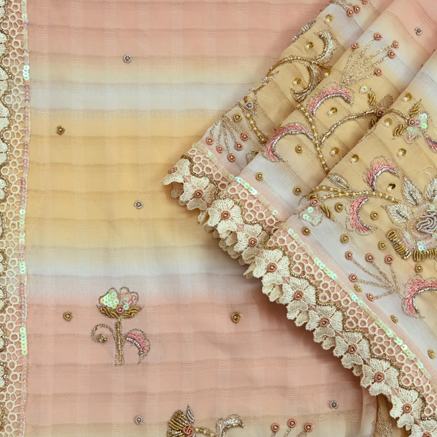 Indian Vintage Dupatta Long Stole Georgette Embroidered Scarves Veil Scarf Wrap Hippie Boho