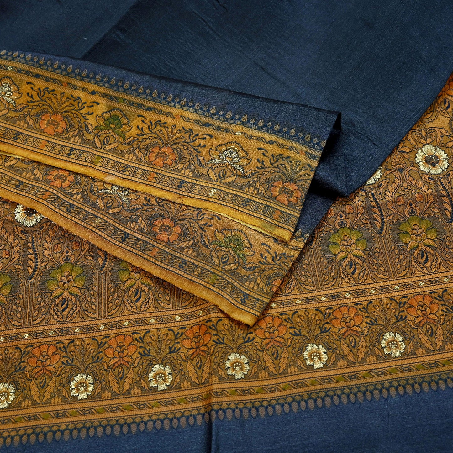 Indian Vintage Sari Gray & Beige 100% Pure Silk Hand Woven Sarees Craft Fabric 5Yd Ethnic Sewing Dress making Crafting Quilting Upcycle