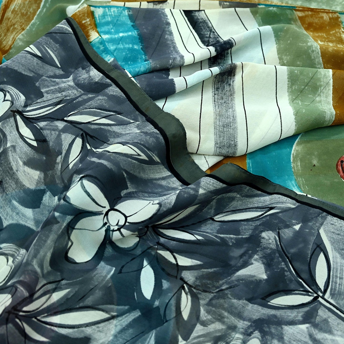 Women Vintage Sari Multi Pure Georgette Silk Printed Saree Craft Fabric Sewing 5Yard Soft Light Dress Making Floral